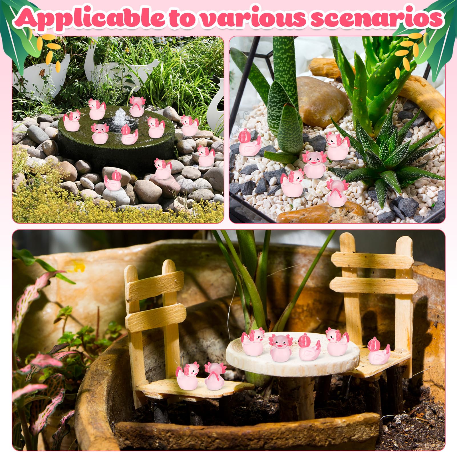 GSrenyu 50PCS Mini Resin Axolotl Duck Figurines, Miniature Ambystoma Ducks - Image 4