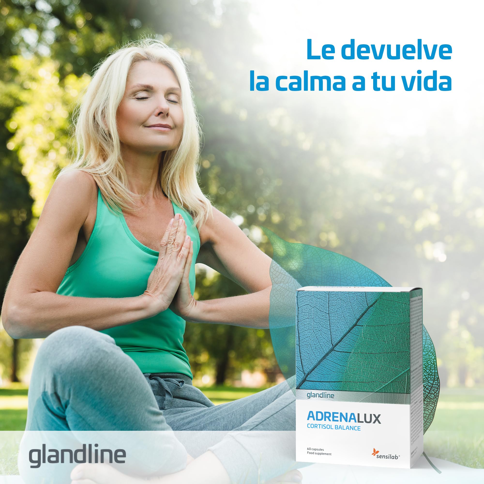 Sensilab AdrenaLux con Ashwagandha. Cortisol, Antiestres. 120 Cápsulas | Ashwagandha KSM-66, magnesio, vitamina B6 y rhodiola para cortisol, antiestres, bienestar y concentración. Para 60 días