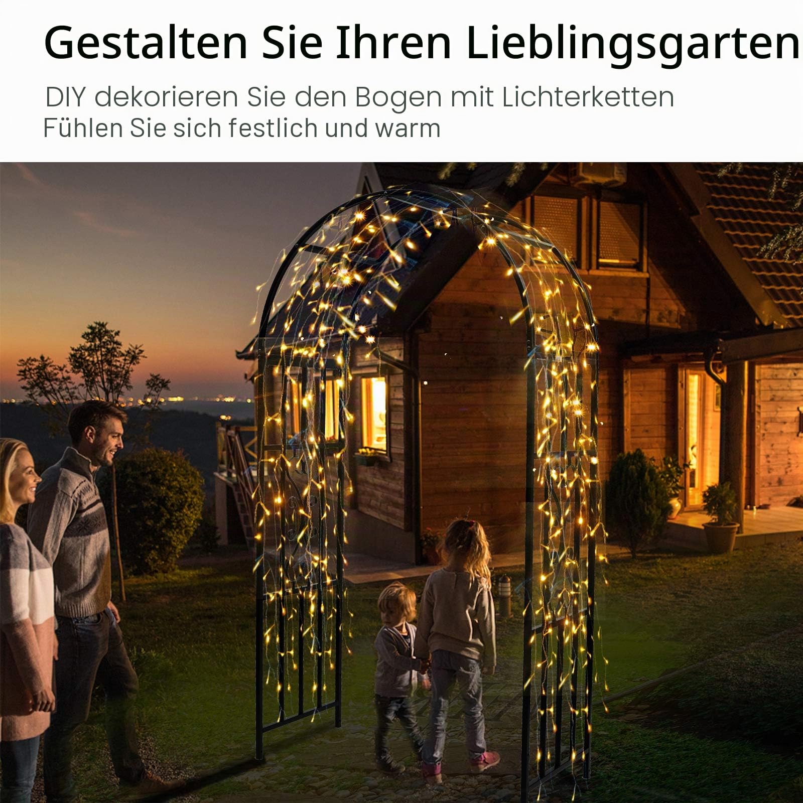 114 cm x 210 cm Rosenbögen, Gebogene Metall-Dauerhafte Eisen Rankhilfe Pflanzenständer für den Außenbereich Rosenlaubengarten Kletterpflanzen Hochzeitsbögen Zeremonie