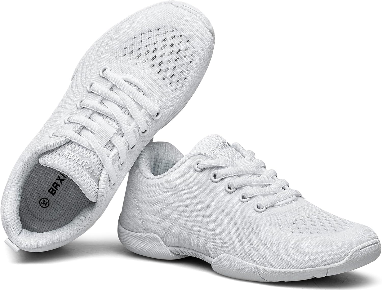 BAXINIER Girls White Cheerleading Shoes Youth Competition Cheer Sneakers Lightweight Athletic Training Dance Tennis Walking Shoes
