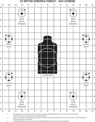 PlusTactical M4 Carbono 82.0ft Zeroing Target en EZ Peel Bloc de notas