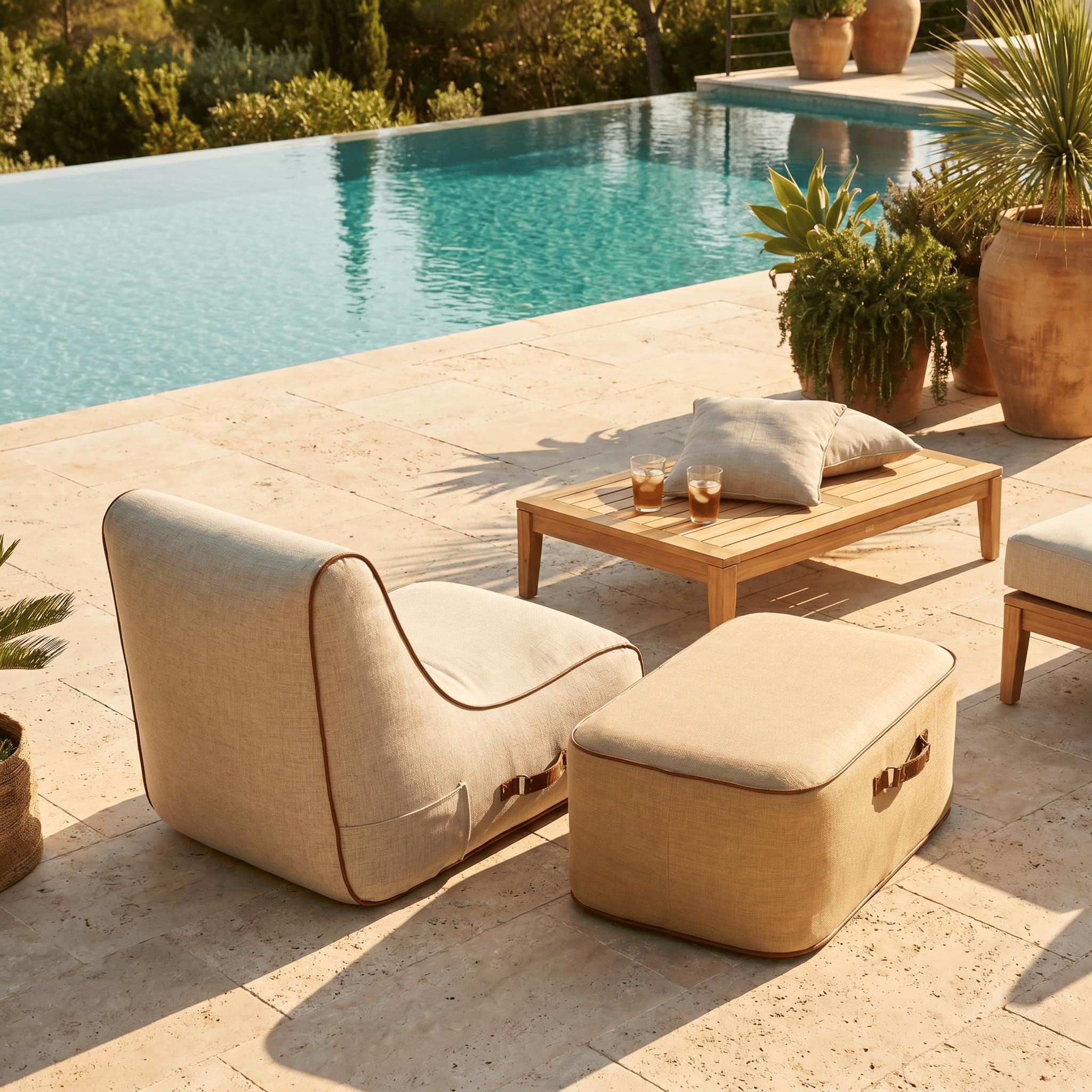Pouf NUMA Gonflable Design pour Jardin Extérieur Haute Qualité - Pouf pour Terrasse - Détente Tranquilité et Relaxation (Boho)