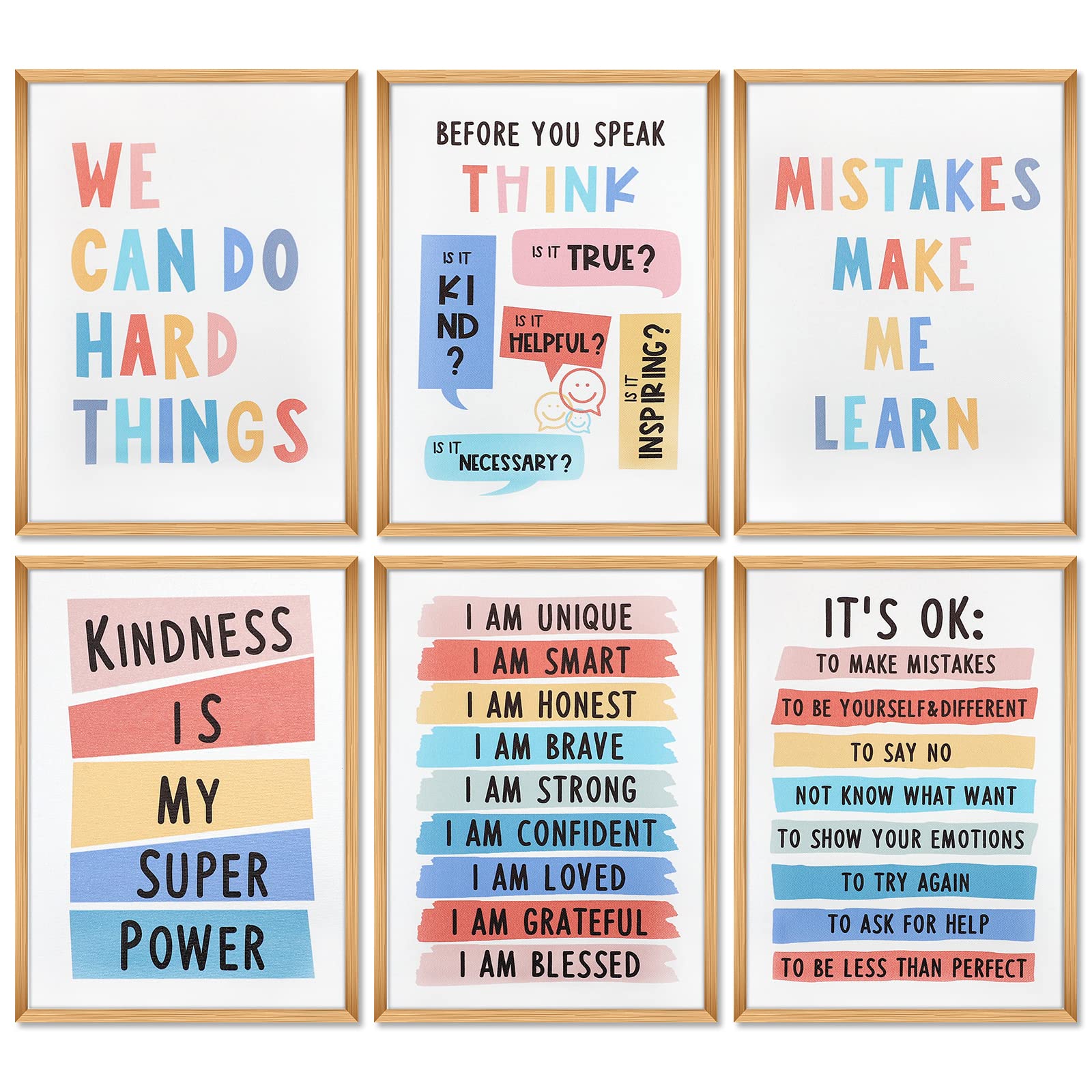 Inspirational Quote Wall Art Poster, A4 Growth Mindset Canvas Print, Kids Positive Motivational Murals for Nursery Preschool Classroom Bulletin Board Homeschool Bedroom Daycare Decor-Unframed