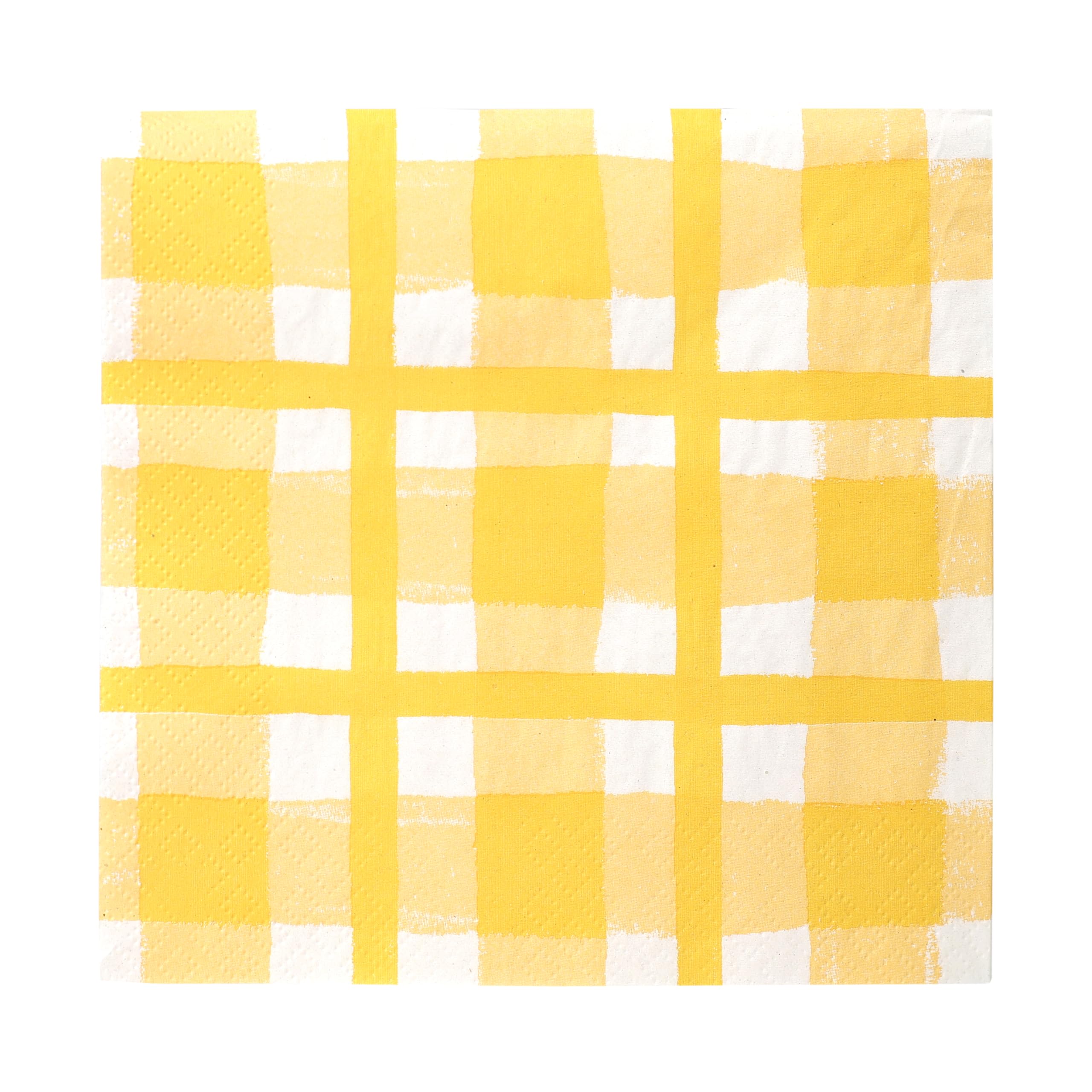 Talking Tables 20 x Yellow Gingham Disposable Napkins, Recycled Checkered Paper Serviettes for Picnics & Al Fresco Summer Dining Eco-Friendly for Birthday Easter, Weddings, BBQ, Decoupage 3ply 33cm