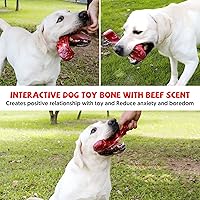 Vista 4 de Juguetes para perros para masticadores agresivos, juguetes indestructibles para perros grandes, sabor a tocino real, juguete masticable para perros