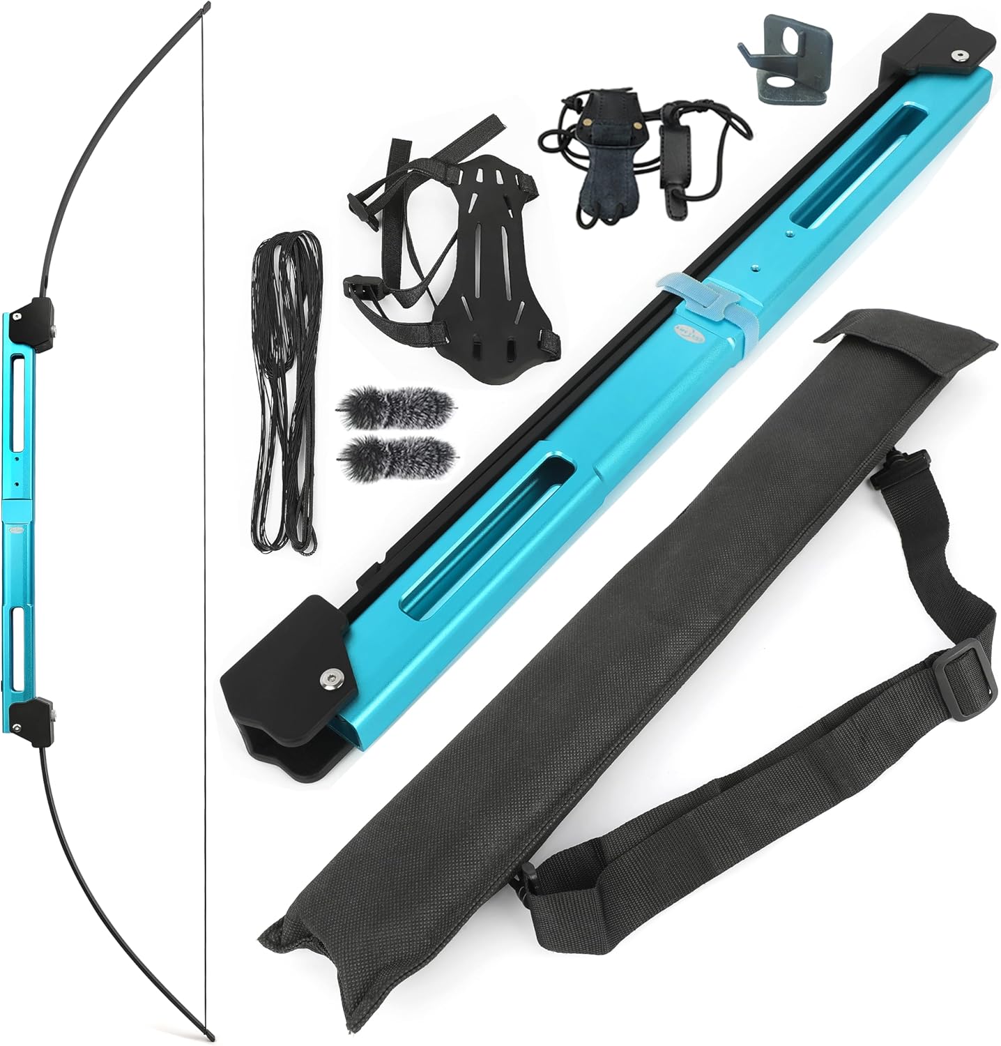 ZSHJGJR 58" Folding Bow Tactical Survival Bow 35lbs with Aluminum Alloy Riser Archery Longbow Recurve Bow Right/Left Hand for Hunting Target Shooting