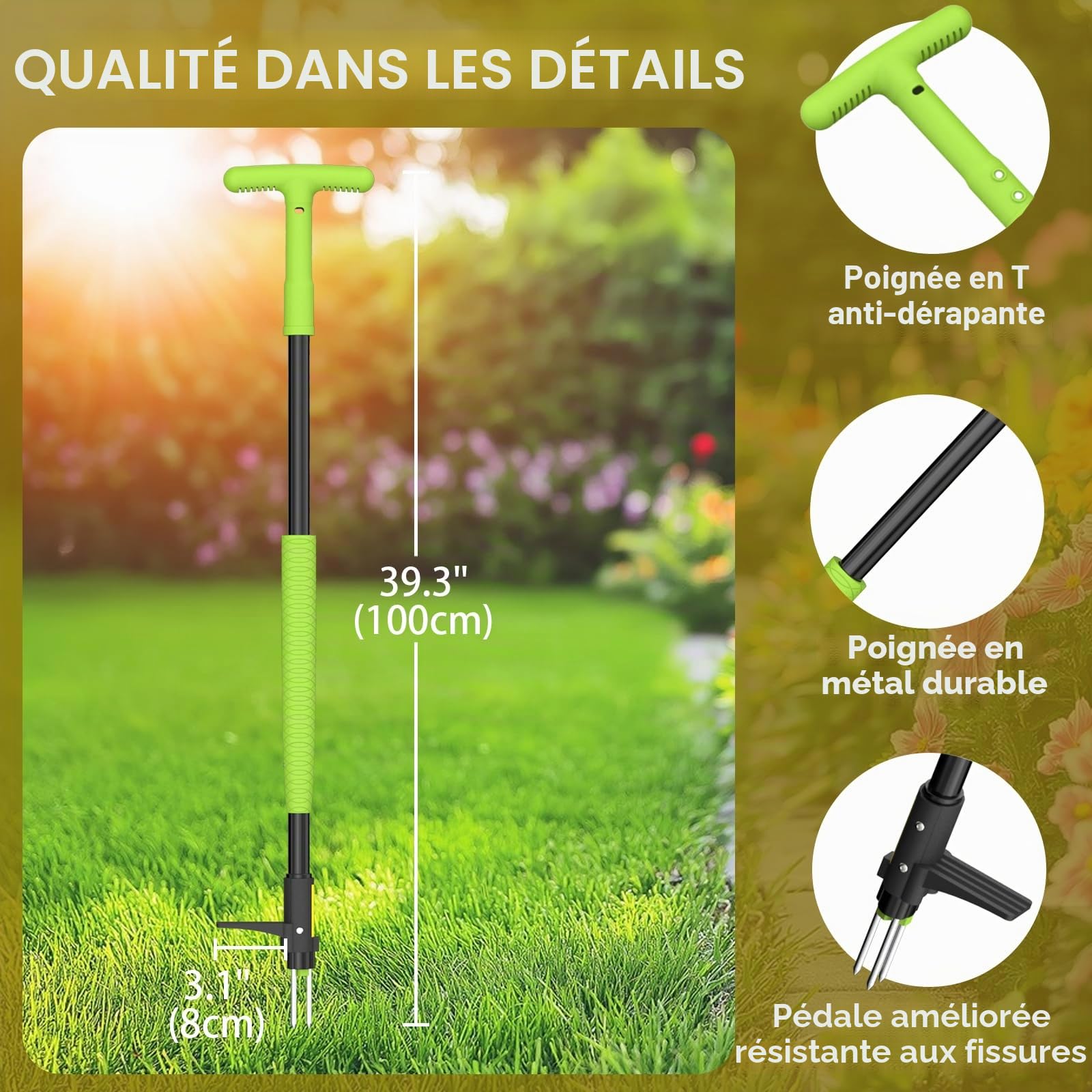 Desherbeur Manuel, Outil de Desherbage de Jardin Long Manche | Désherbeurs Manuels Debout, Outil de Ramassage de Racines de Mauvaises Herbes