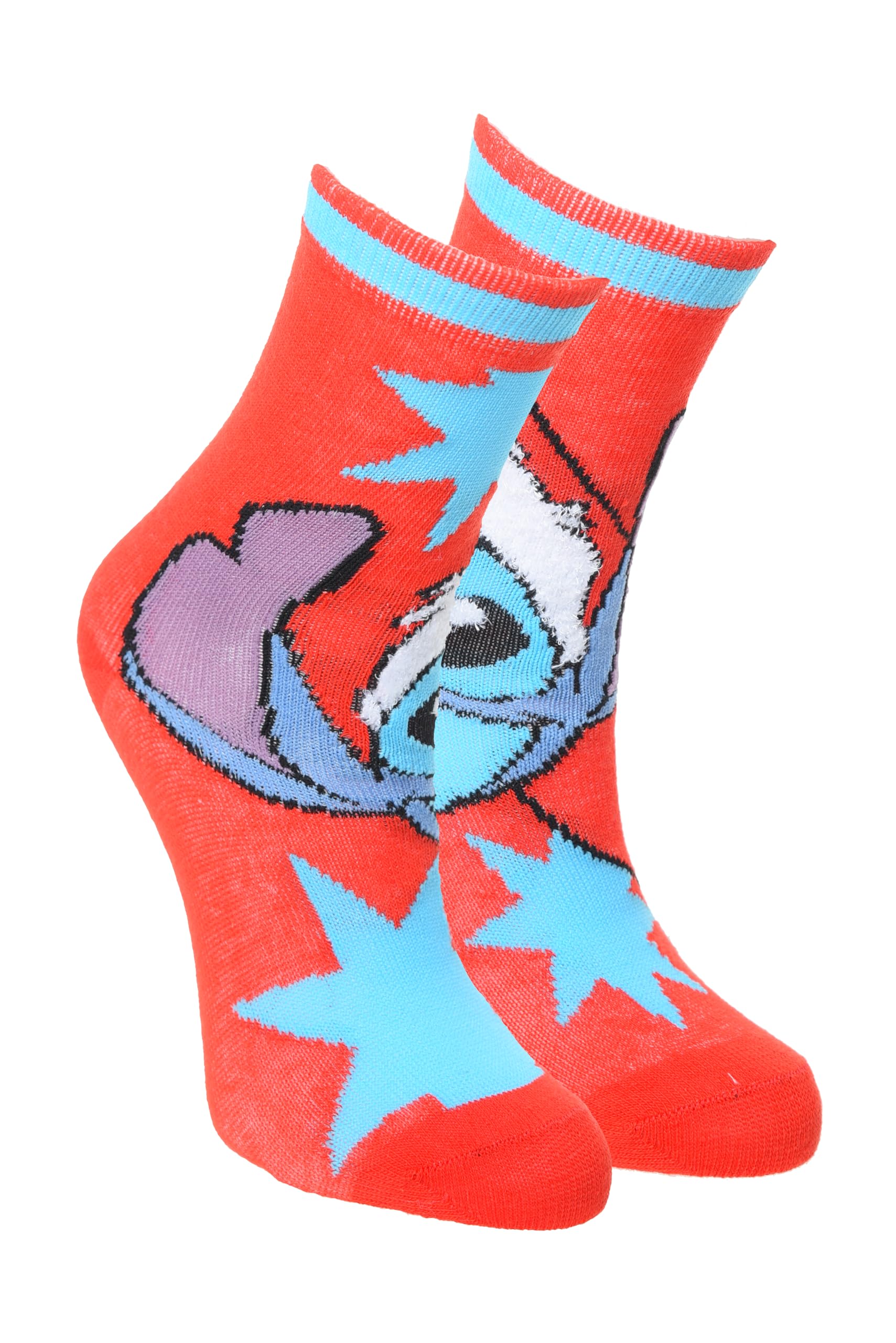 Disney Boys Red Lilo And Stitch Winter Pattern Matching Feet Socks For Children And 31-34