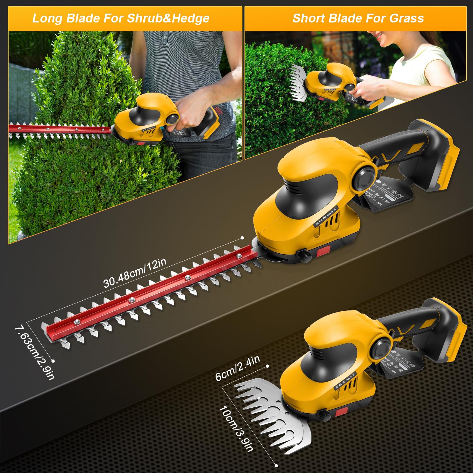 Cortasetos de Bateria telescópica Compatible con Dewalt 18 V 20 V | sin batería Tijeras Cortasetos de pértiga a batería Eléctrico, Cubierta Cuchillas para Setos, Ramas, Arbustos, Ramitas