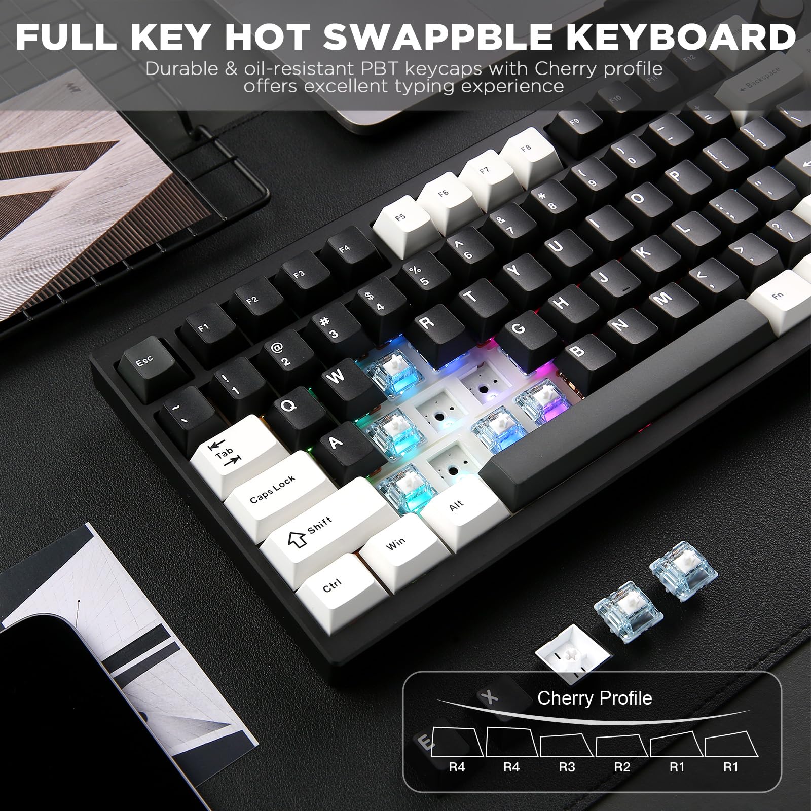 Amazon | YUNZII AL80 メカニカルキーボード ワイヤレス ゲーミング