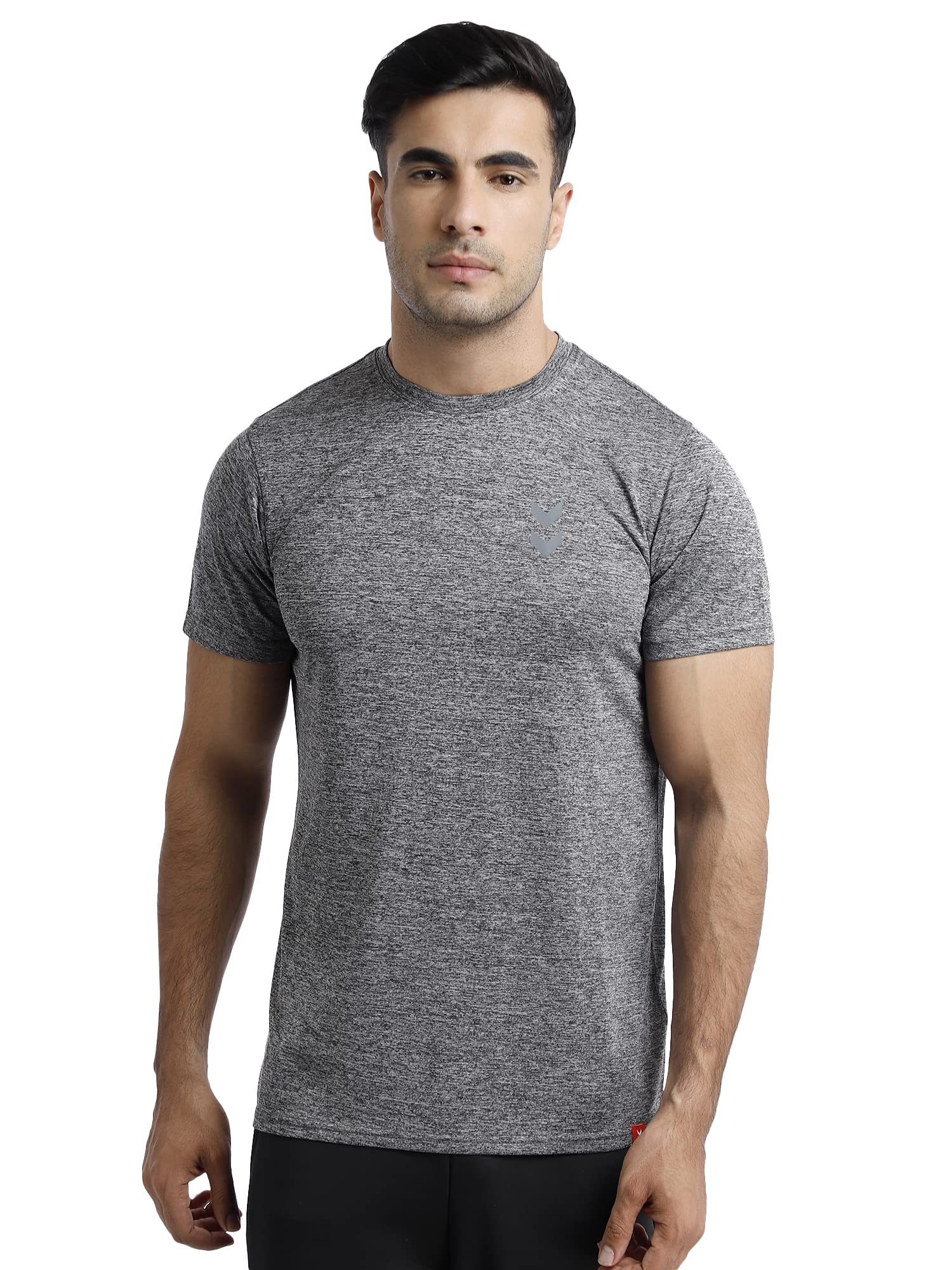 hummel Gensen Round Neck Half Sleeve Solid Regular fit Polyester T-Shirt for Men Comfortable Breathable Fabric Stretchable for Everyday Use Ideal for Yoga Training Gym Running or Performance