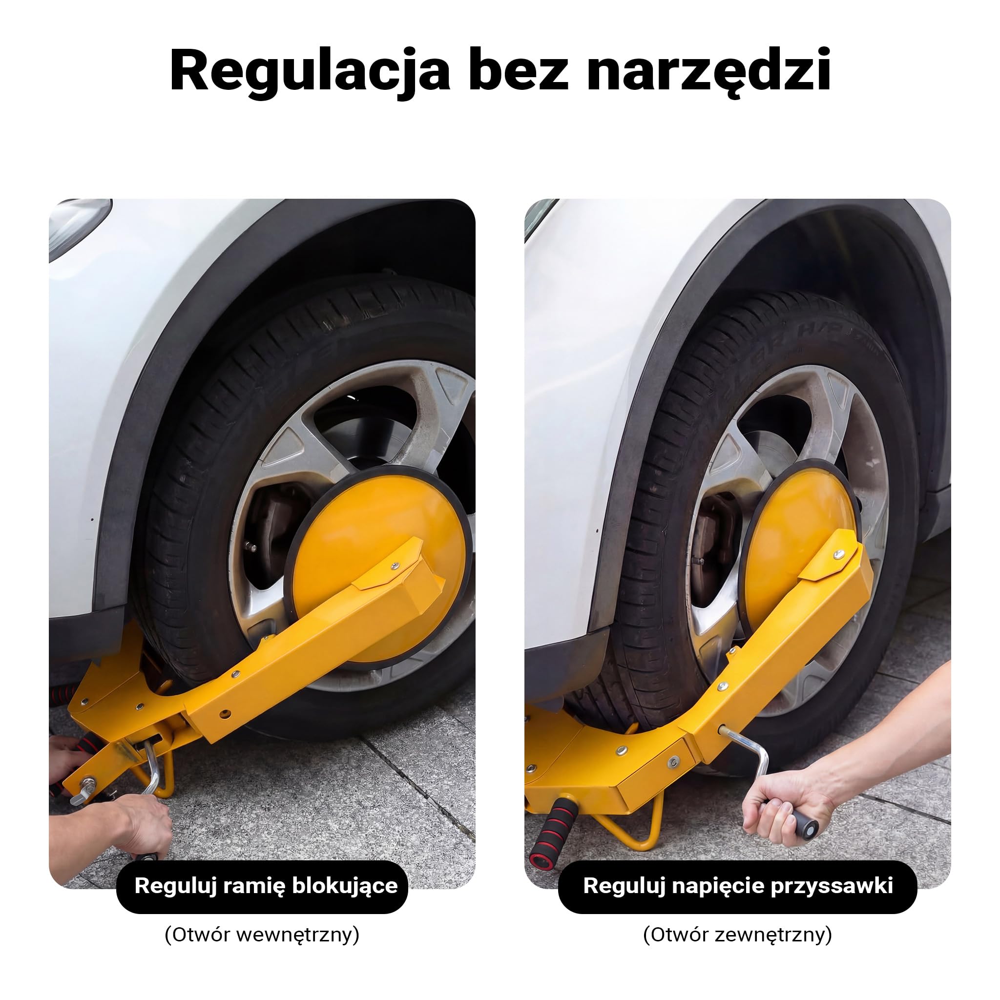 Pazur do kół Wiltec 300 x 145 x 630 mm, do felg 10-18", stalowy pazur do opon zabezpieczający przed kradzieżą, immobiliser z kluczykiem