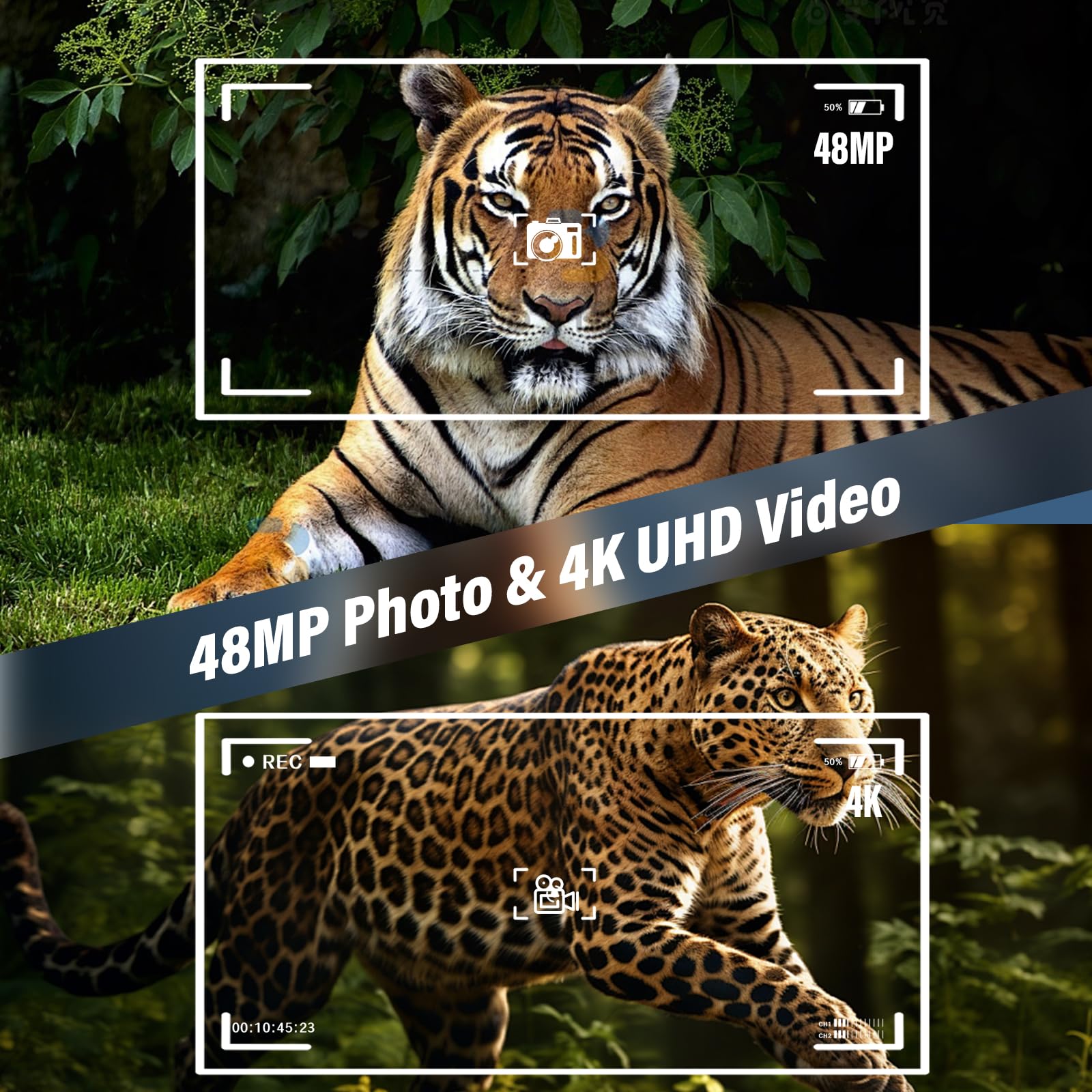 Visor Termico Caza - Pantalla HD de 4", Zoom 10X, 4K, Alcance de 800m, Batería de 5000mAh, Tarjeta de 32 GB, Prismaticos Vision Nocturna para Caza, Agrícola y Seguridad, Etc.