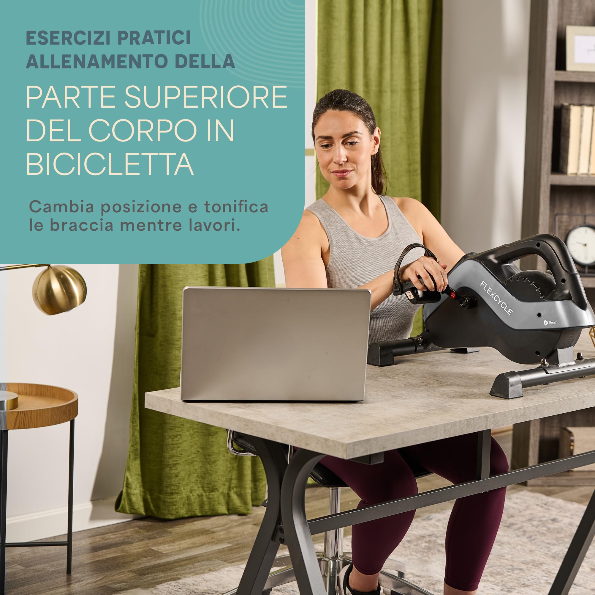 Lifepro Pedaliera 3 in 1 da Sotto Scrivania con Fasce di Resistenza – Allenatore per Braccia, Piedi e Gambe da Seduti per Anziani – Mini Cyclette Pedaliera da Sotto Scrivania