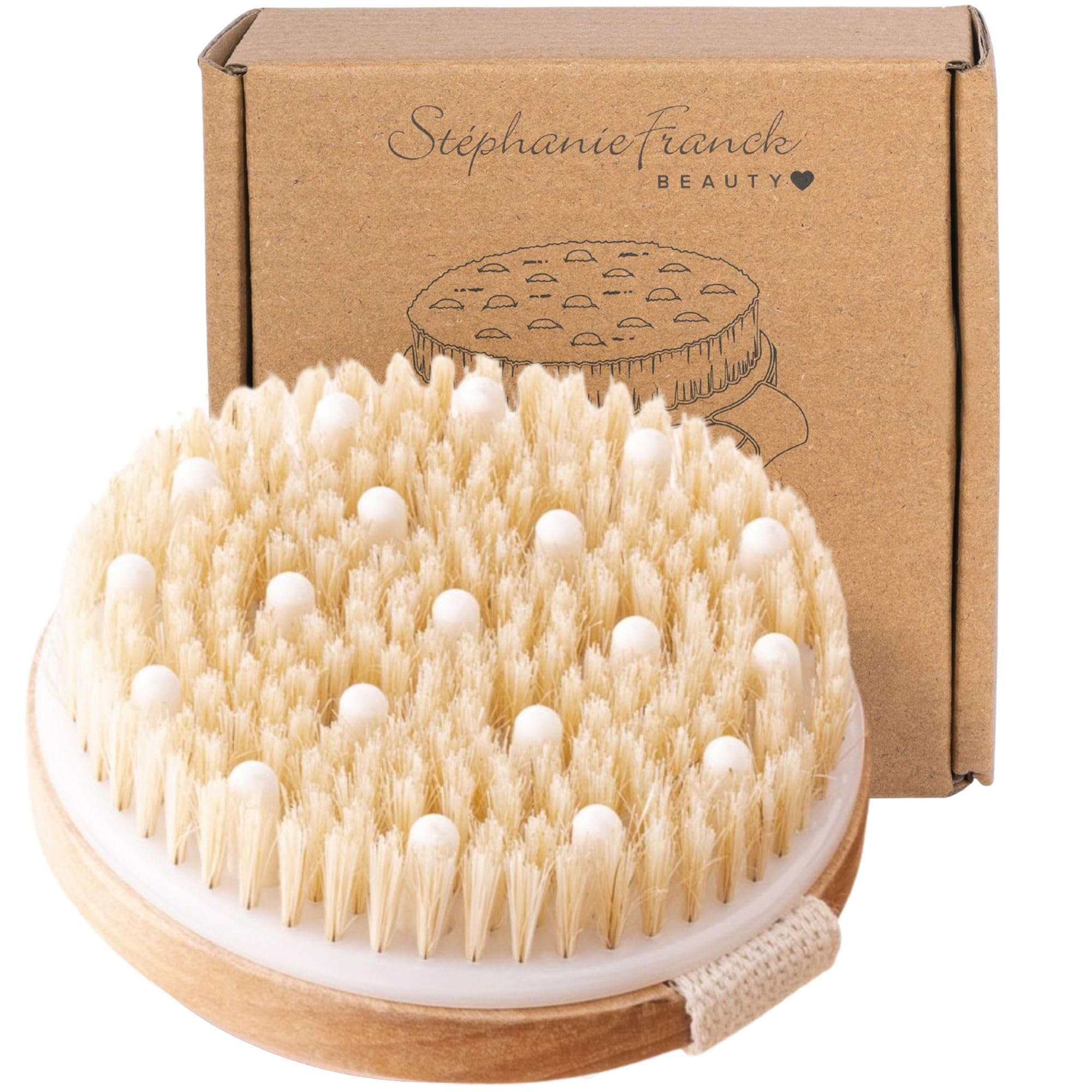Spazzola per il Corpo per Dry Brushing - per il Massaggio a Secco del Corpo - con Setole Naturali e in Legno di Ciliegio