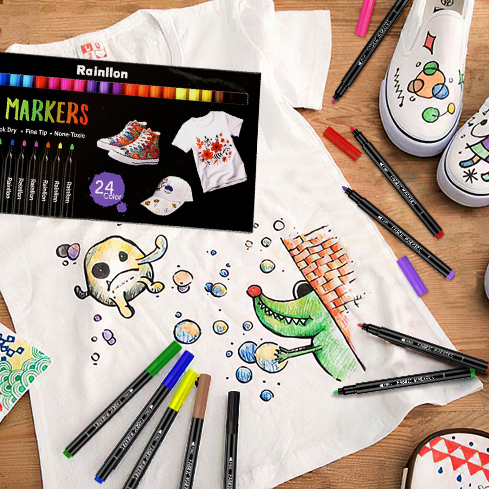 ARYIMYDP Textilstifte 6er Set - Waschfeste Stoffmalstifte Für T-Shirts & DIY Projekte