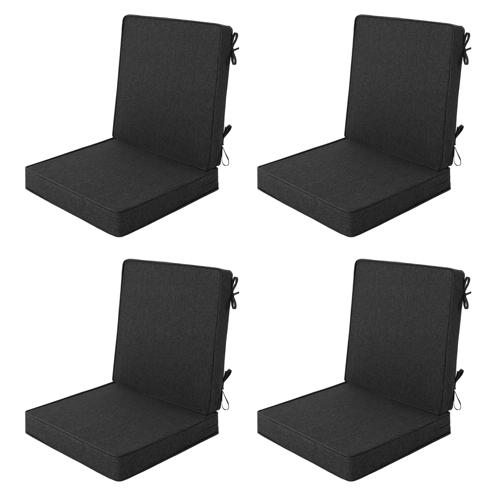 Photo 1 of Fitfree Outdoor Chair Cushions Set of 4, Black, 18" x 16.5"