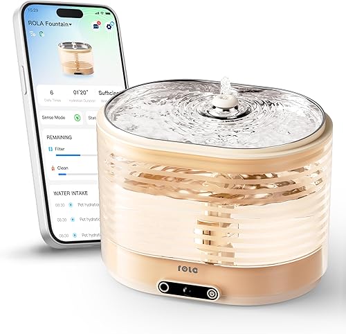 Enabot EBO ROLA - Fuente de agua para gatos inalámbrica fuente inteligente para mascotas a pilas, dispensador de agua para gatos sin bombas, bandeja