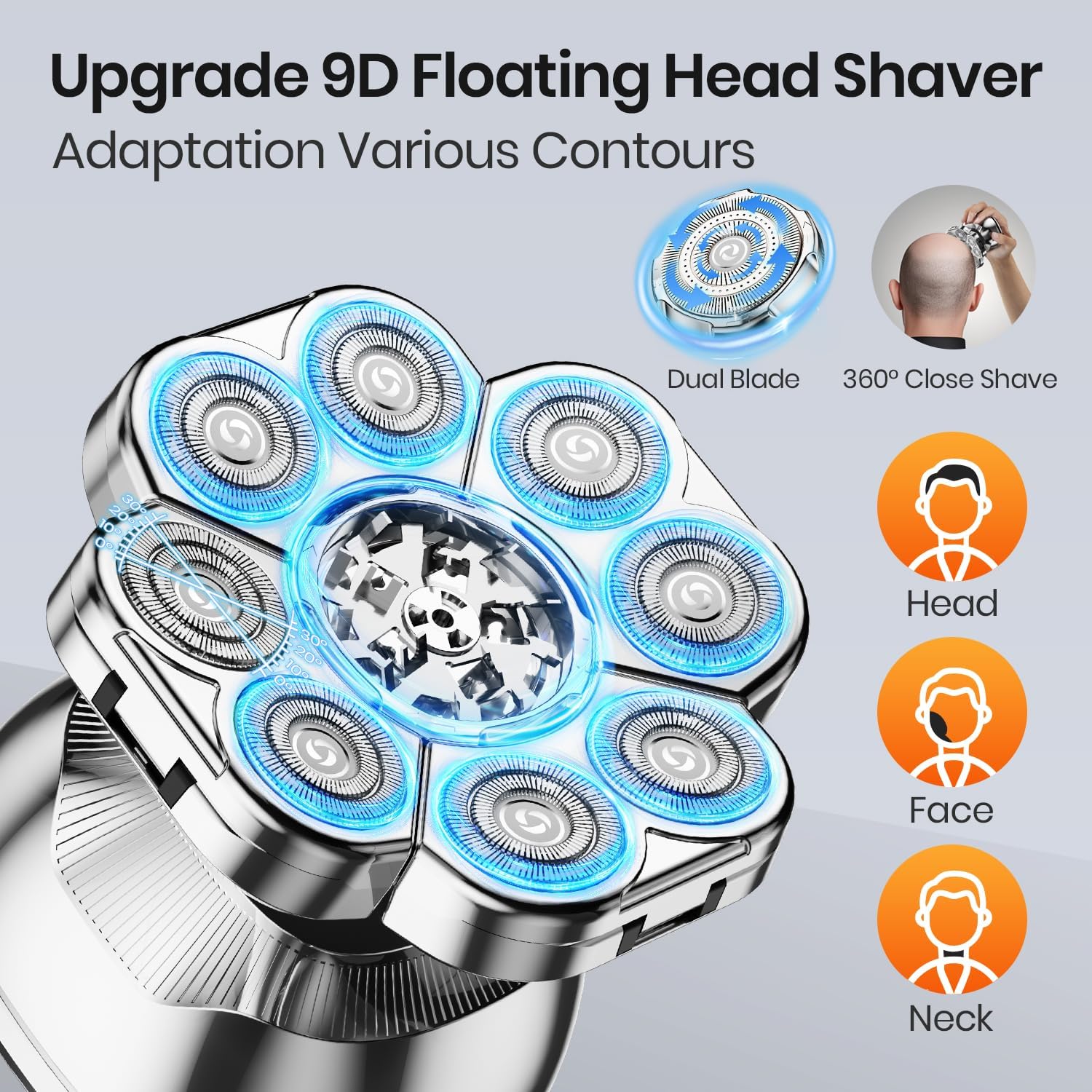 9D Head Shavers for Bald Men, 5-in-1 Upgraded Electric Razor, Cordless Rechargeable... - Image 2