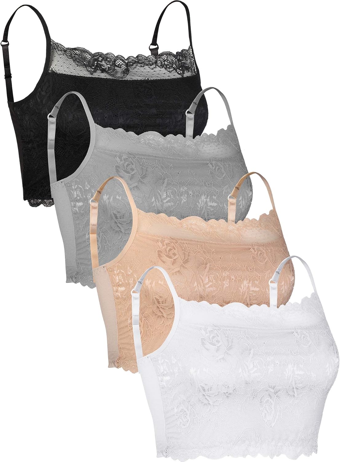 Trounistro 4 Pieces Lace Cami Half Lace Camisole Lace Half Bralette