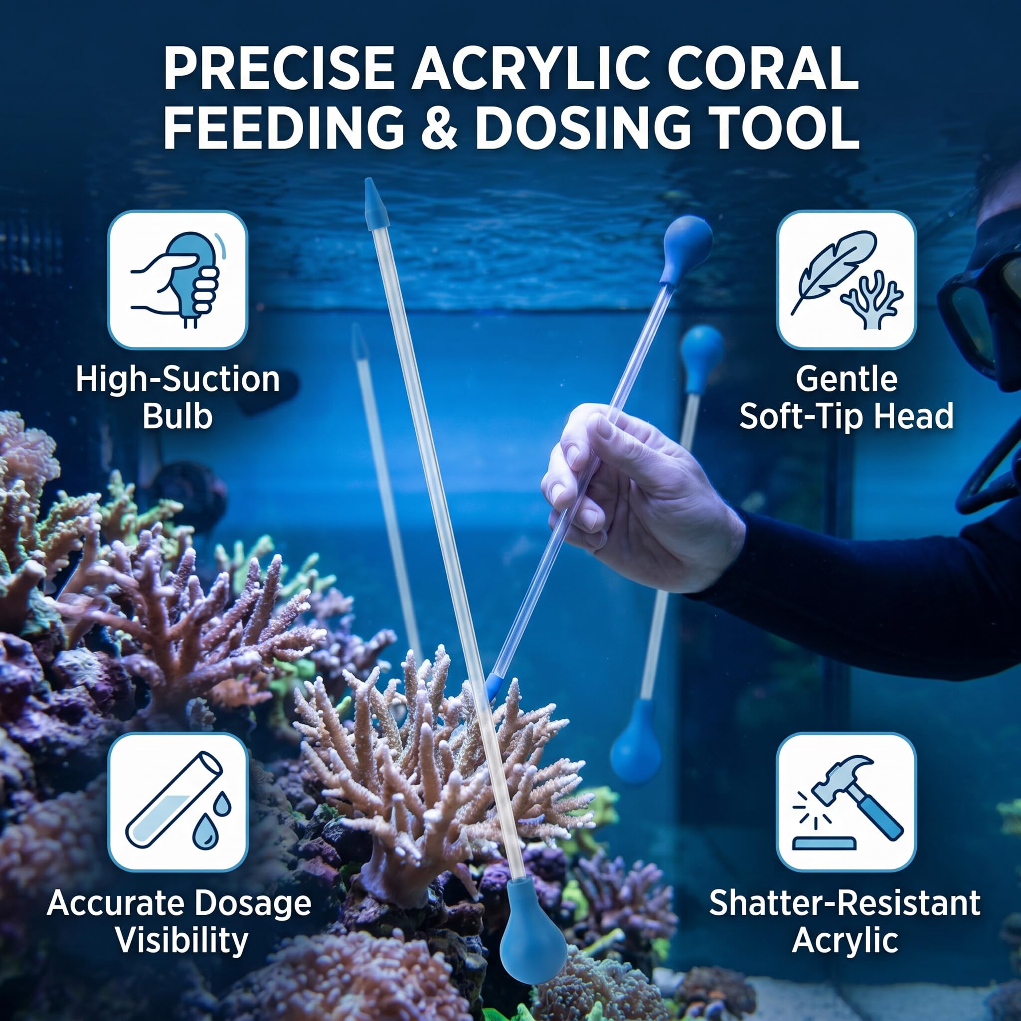Acryl Pipetten Dropper Feeder Aquarium Fuetterung Flüssigdünger für Meeresfische und Riffkorallen