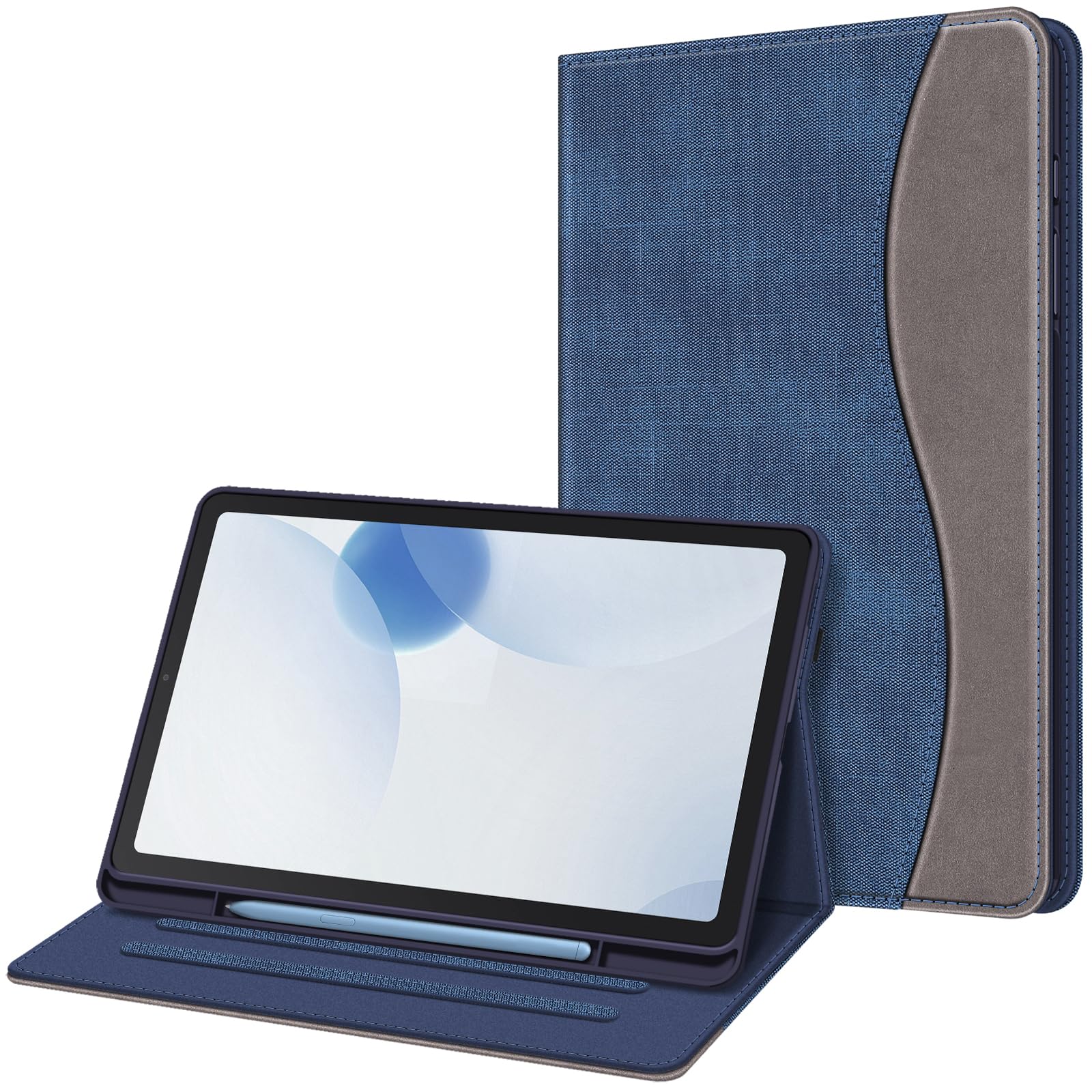 Fintie Case for Samsung Galaxy Tab S6 Lite 10.4 Inch 2024/2022/2020 with S Pen Holder, Multi-Angle Viewing Soft TPU Back Cover with Pocket Auto Wake/Sleep, Denim Indigo
