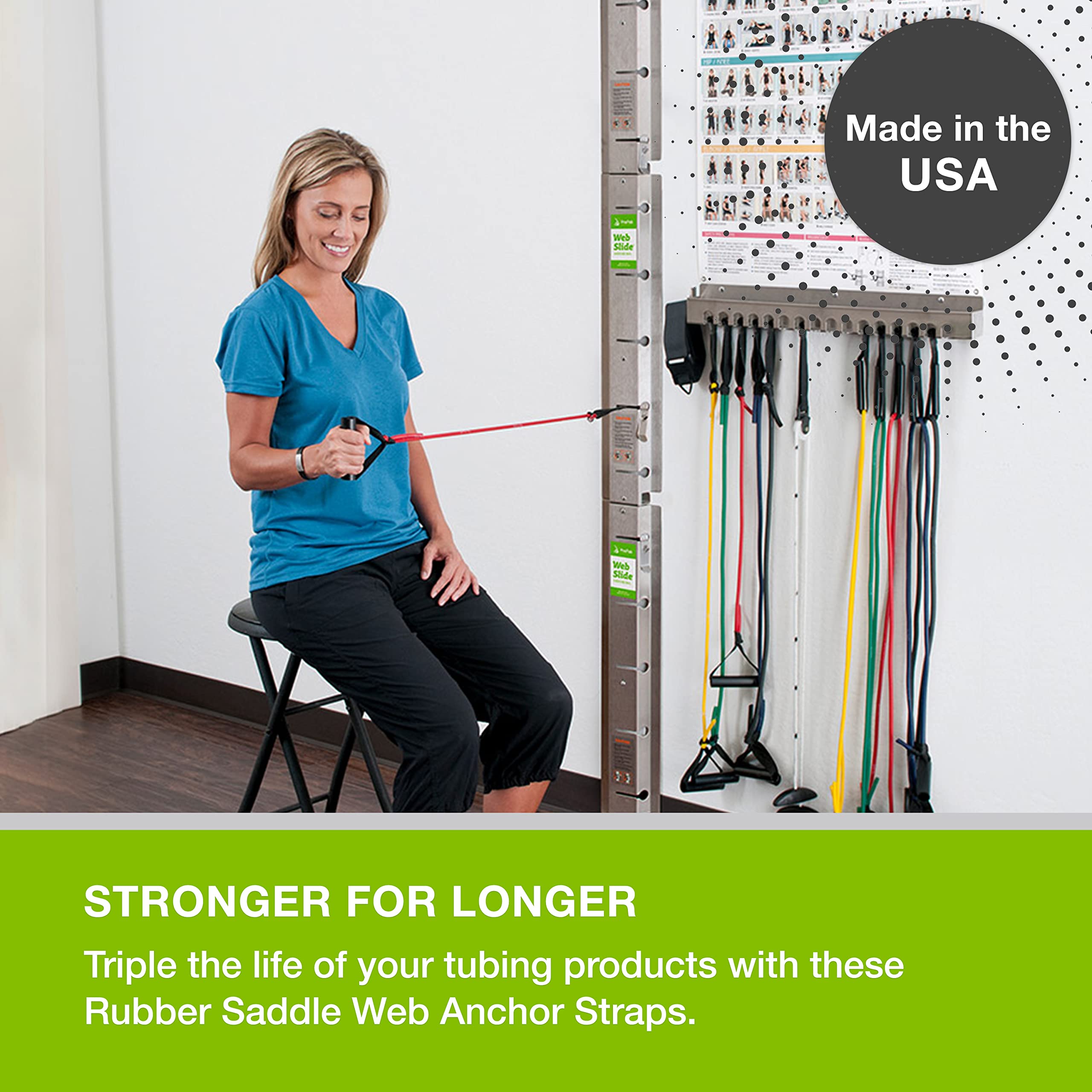 Web Slide Rubber Saddle Web Anchor Strap — 12 Pack — Perfect for Bands, Bilateral Tubes, and Unilateral Tubes — Physical Rehab Accessory for Clinic, Home, or Gym