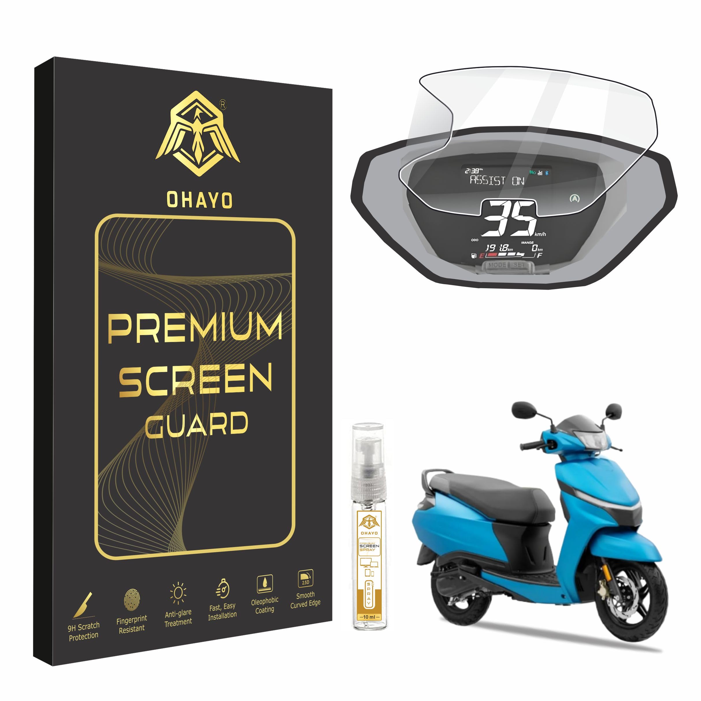 OHAYO Screen Protector for TVS Jupiter 113 2025 Facelift with Button | Compatible with SMARTXONNECT Disc & SMARTXONNECT Drum Variants | TFT Meter Display Instrument Cluster Console Protection Film | 9H Hardness Military-Grade Scratch Resistant | HD Clear | Bubble-Free | Water Repellent | Not Tempered Glass-image-13