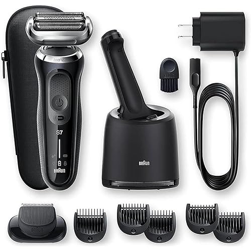 Braun Series 7 7075cc Electric Razor for Men with SmartCare Center, Beard Trimmer, Wet & Dry, Rechargeable, Cordless Foil Shaver, Black