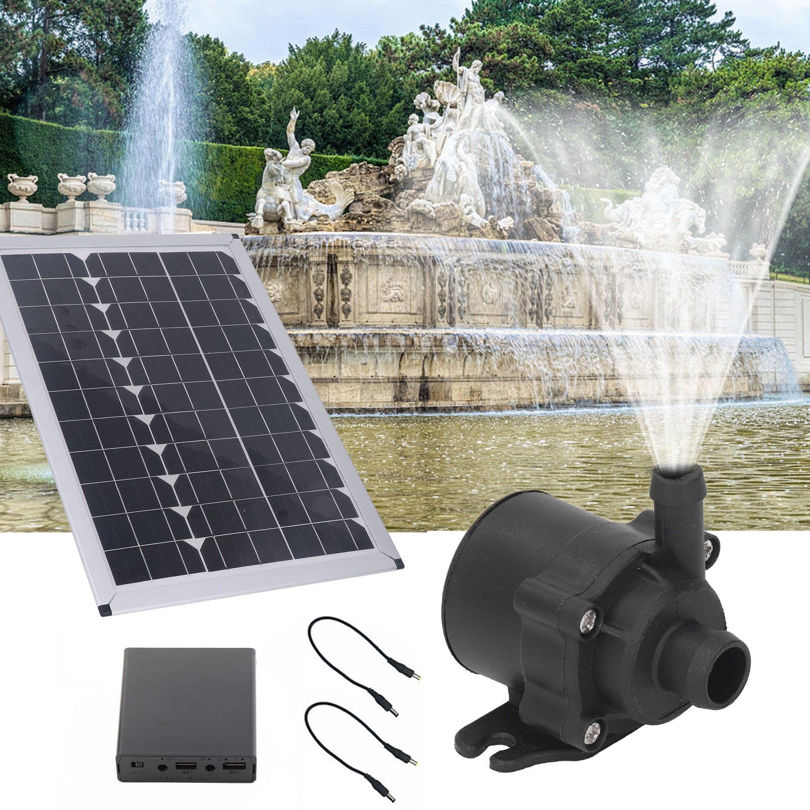 Alomejor Solar Water Pump, 20W with 5m Lift | Materiale ABS durevole, alimentazione solare, installazione facile, adatto per giardini, laghetti