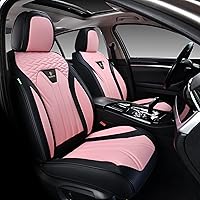 Vista 19 de FLORICH Fundas de asiento para automóviles, fundas de asiento impermeables, fundas de asiento de cuero para automóvil, paquete de 2, protector