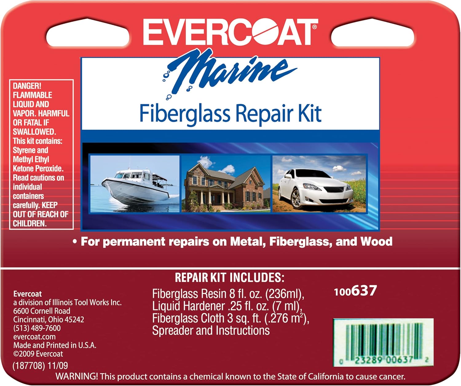 Evercoat Marine Fiberglass Repair Kit for Fiberglass, Metal & Wood - 10 Fl Oz : Automotive
