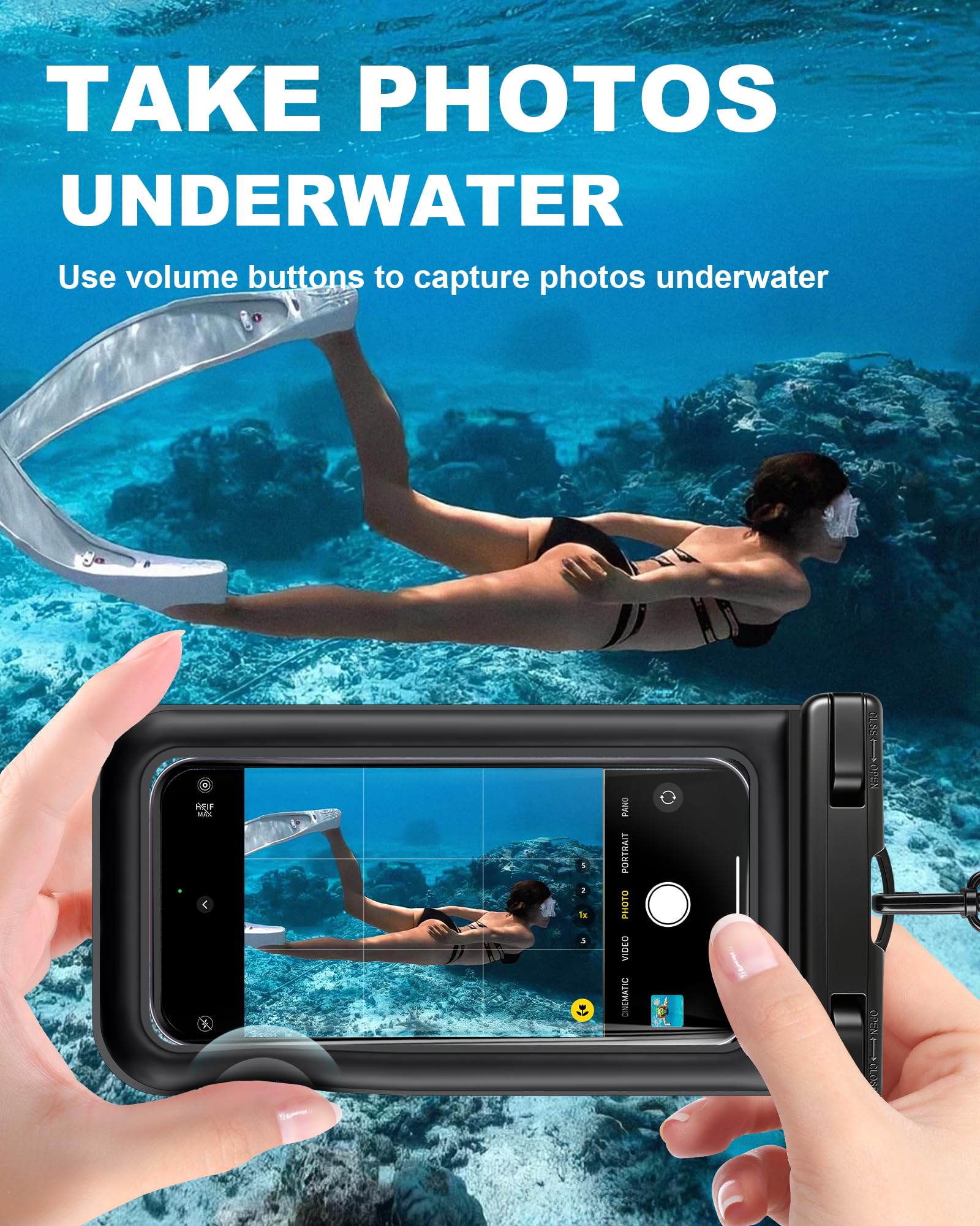 Wodoszczelna pływająca torba na smartfon, zestaw 2 szt. IPX8 wodoodporna torba na plażę do pływania w basenie, wodoodporna obudowa do iPhone 17 16 15 14 Pro Max Samsung S26 S25 S24, do 7 cali