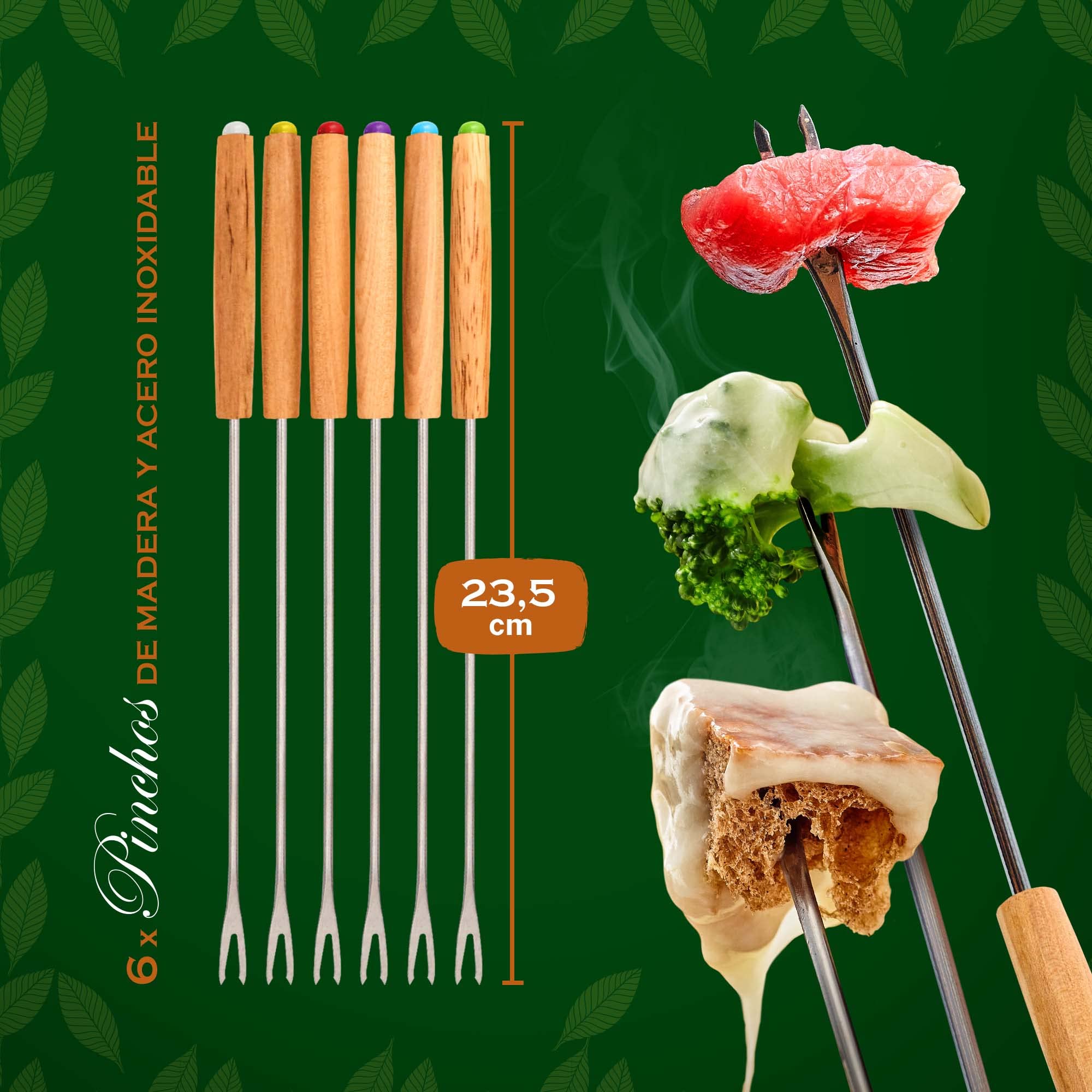 Juego de Fondue de Hierro Fundido para 6 Personas | 2 litro | Juego de Fondue de 9 Piezas | esmaltado Adecuado para Fondue de Queso Fondue de Chocolate para Fondue de Carne