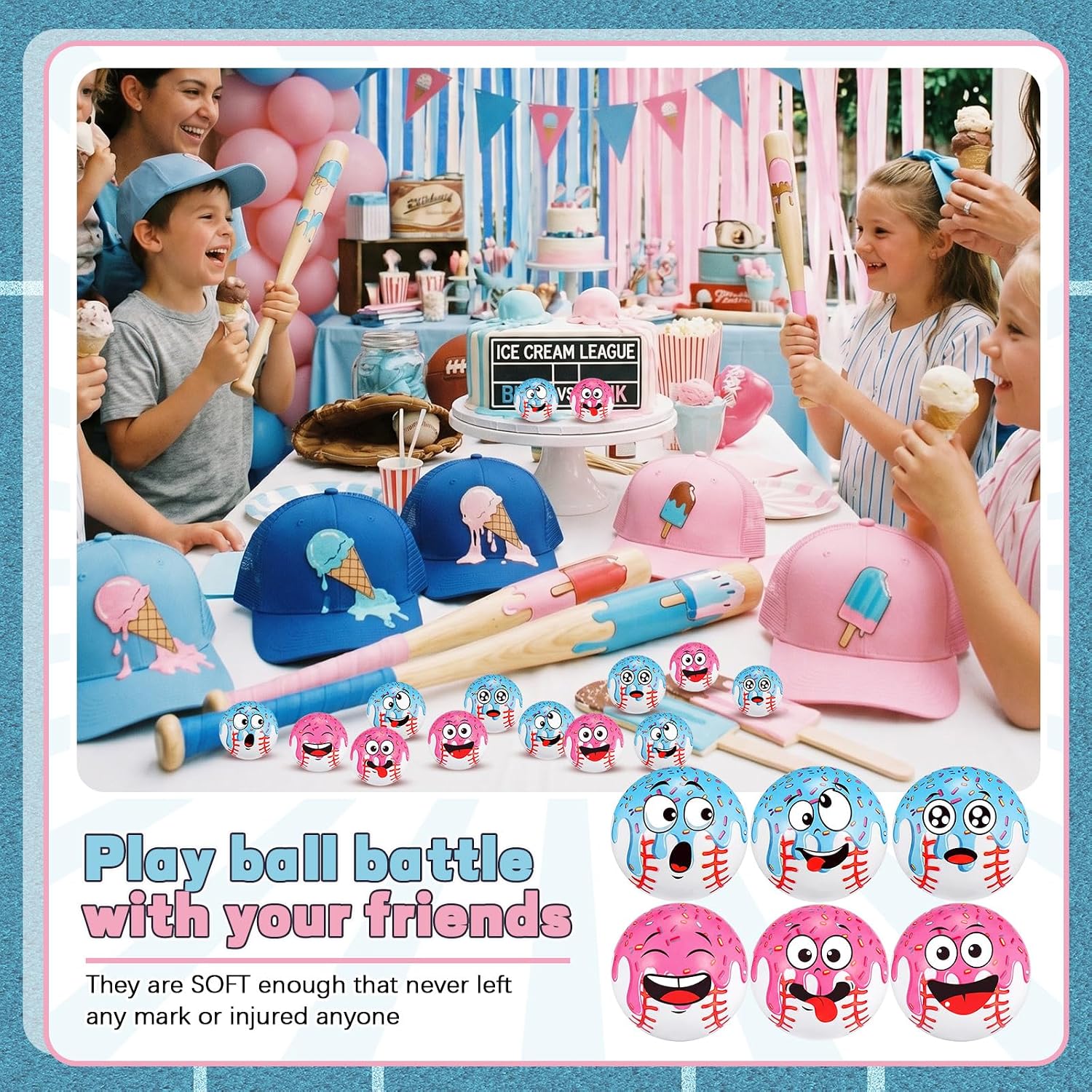 Arrowbash 24 Pcs Mini Face Baseball Stress Balls Bulk | Face Fidget Toys for Stress Anxiety Relief, Stress Balls for Boys Girls, Party Favors Goody Bag Stuffers Birthday
