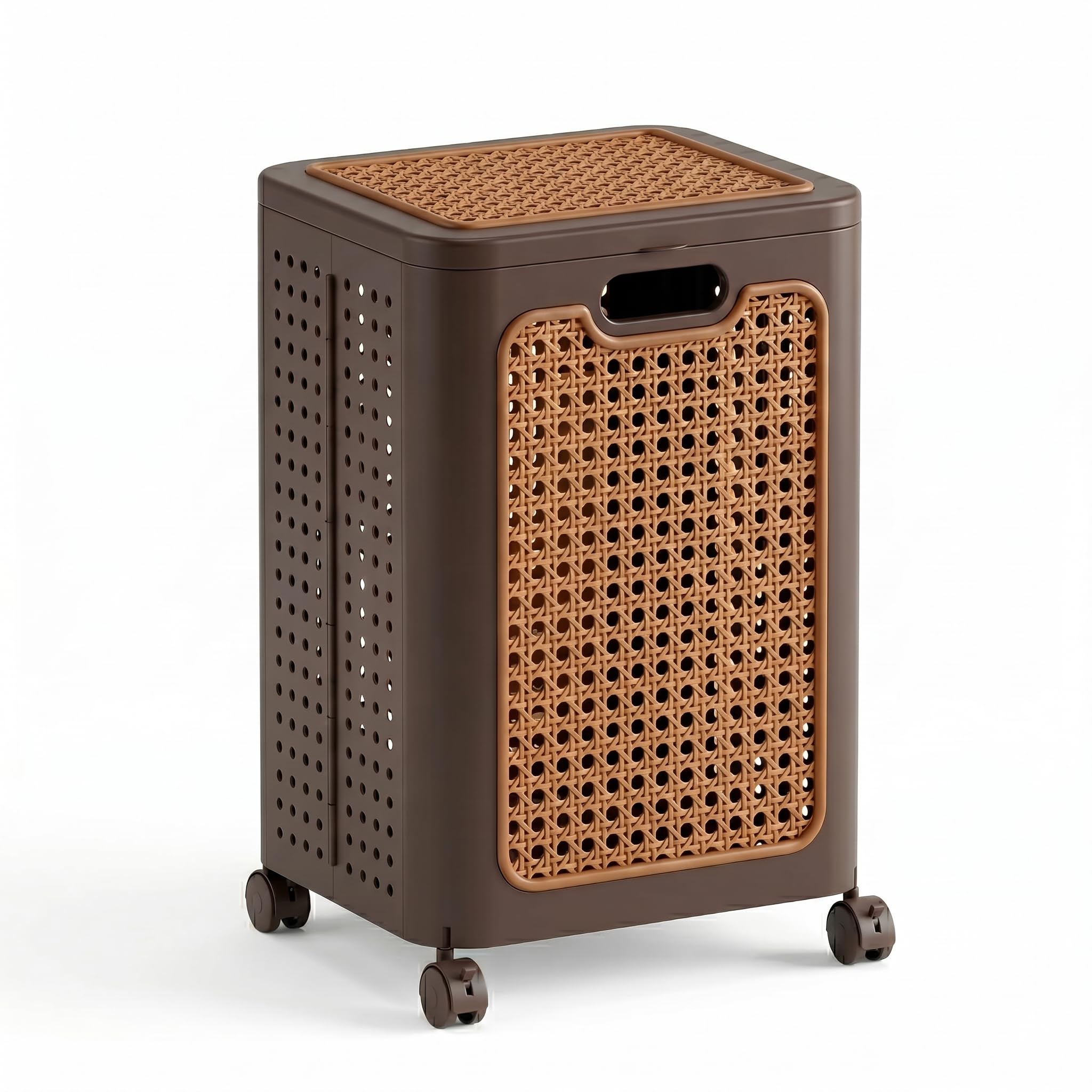RichAxis Laundry Basket with Lid and Wheels for Clothes, Breathable Storage Organizer for Toys & Daily Essentials for Home, Brown-image-38