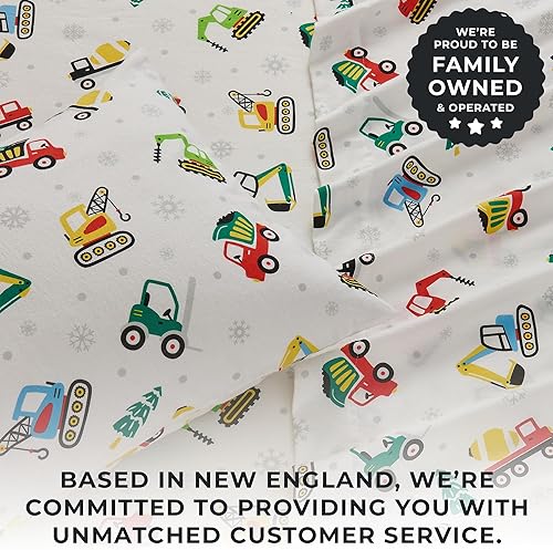 Miniatura 4 de Great Bay Home Juego de sábanas de Navidad de franela de algodón turco 100 %, para niños, bajera con gran caída lateral, suaves, para cama cálida,