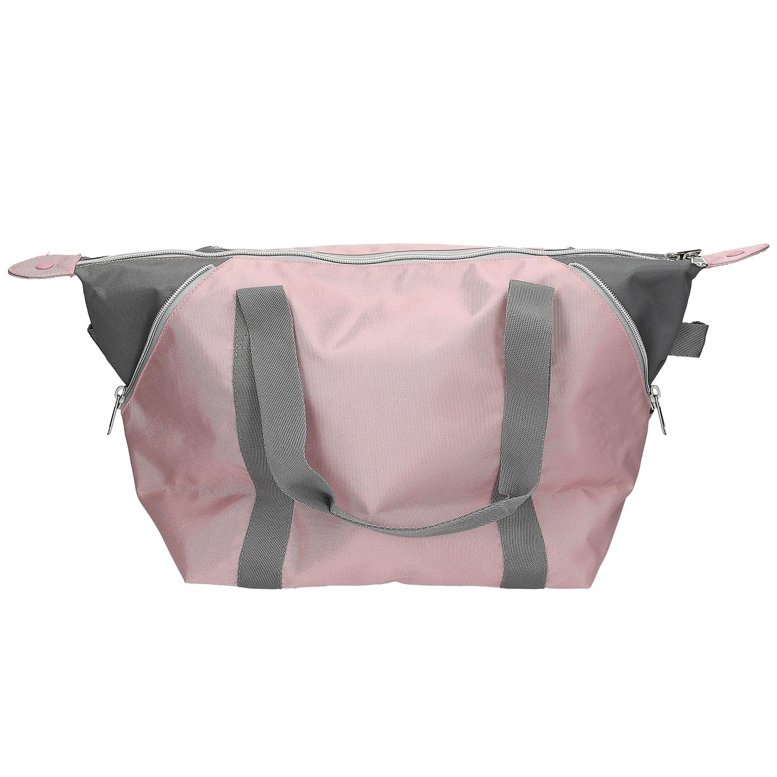 Depesche 13321 TOPModel My BFF - Sac de Sport Rose et Gris, avec Motif de Mannequin et Paillettes, Sac avec Forme Ajustable pour Plus de Place