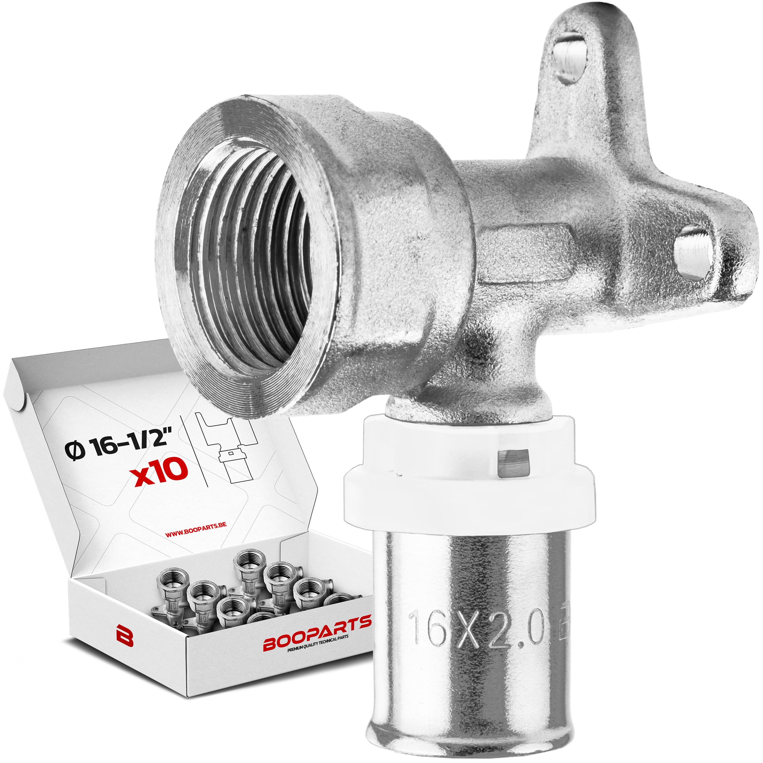Console Murale à Sertir Ø16–1/2" 15/21 Femelle | Raccord Multicouche Profil TH pour Tubes PER, PEX et Multicouche | Plomberie et Sanitaire | Lot de 10
