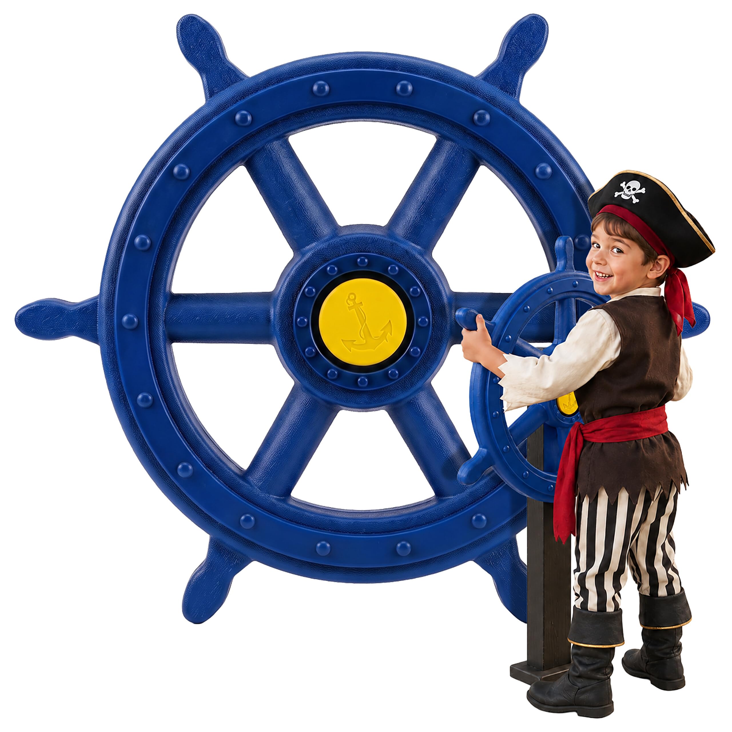 Relaxdays Steering Wheel, rotating play-tower accessory Ø54 cm, blue