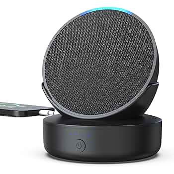 EchoDot 本体andバッテリーベース ワイヤレスポータブルステレオ化セット 新しいEcho-Dotと互換性のある5つのバッテリーベース,第4世代の