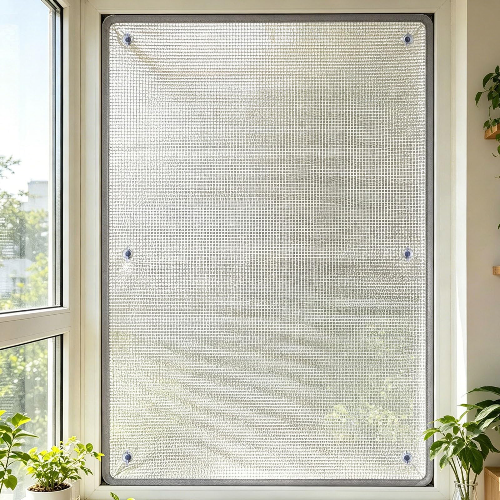 7MM Aluminum Foil Window Insulation Shade Sun Blocking Aluminum Foil Insulation Window Film Easy to Install for Skylight Sun Room Bedroom Home Garage Door(Gray border,120x170cm (47x67in))