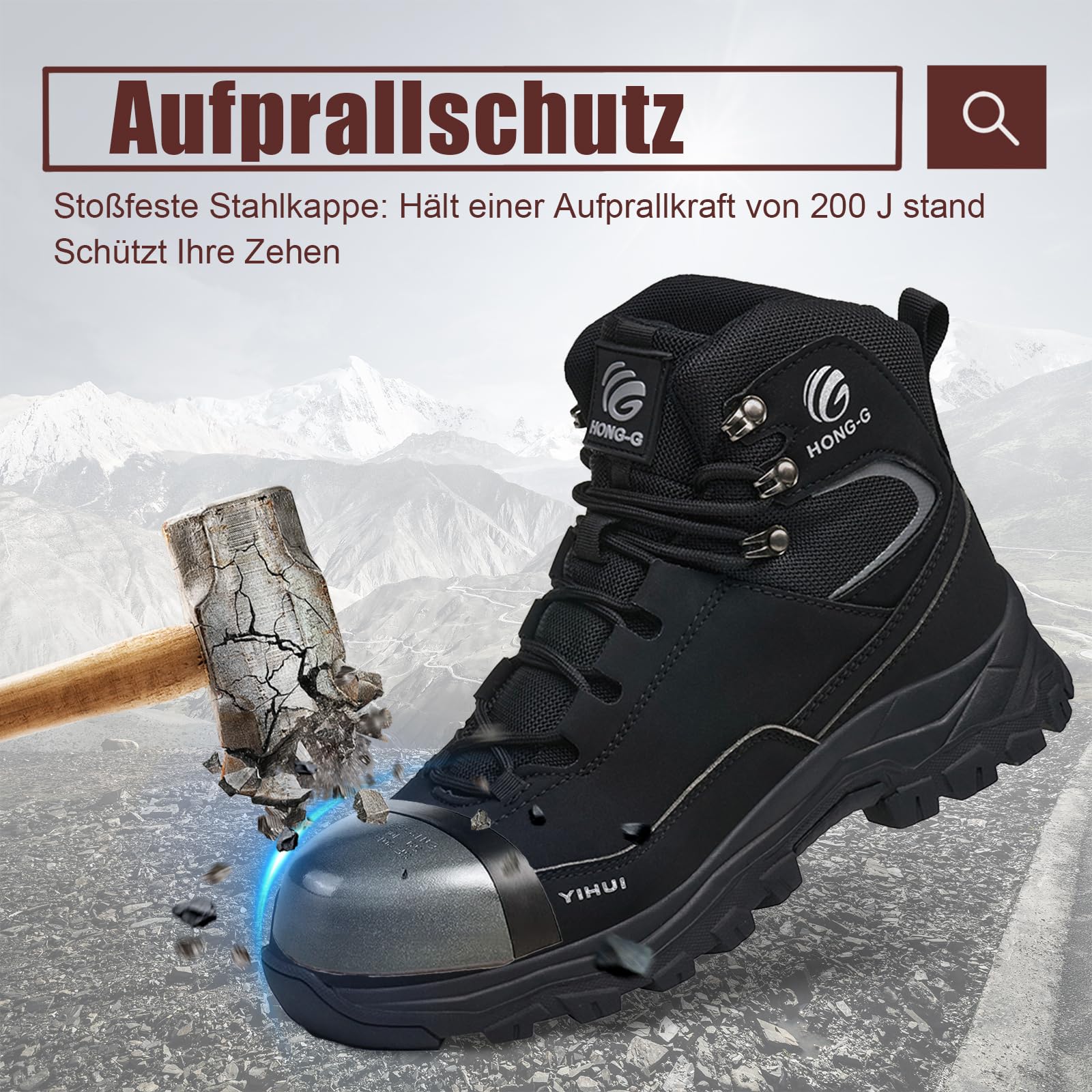 Botas de Seguridad para Hombre Mujer Ligeras Zapatos de Seguridad con Punta de Acero Botas de Trabajo Antideslizante Calzado Industrial Caña