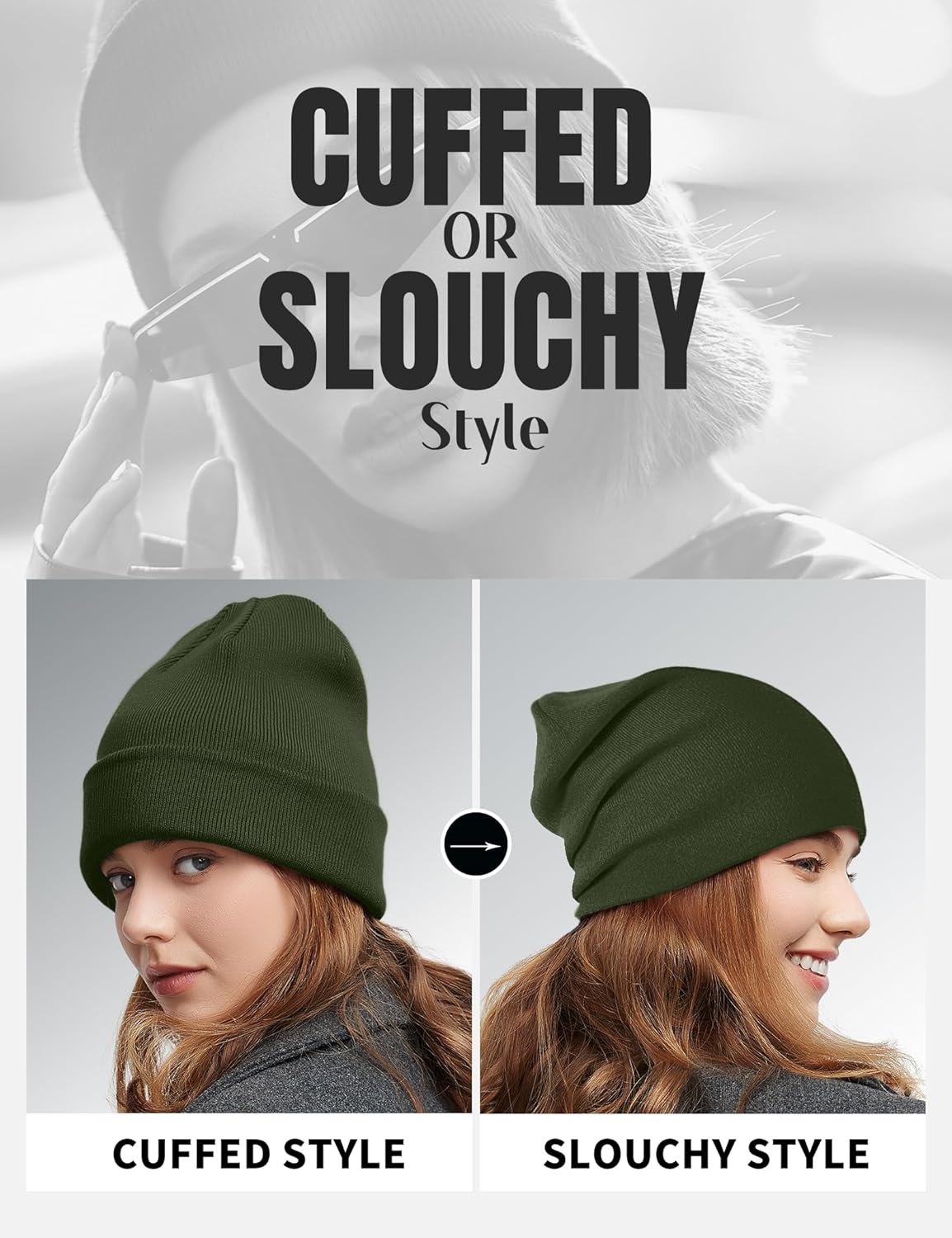 Fleece Lined Wool Beanie for Men Women, Knit Winter Hats Warm Cuffed Stocking Skull Cap Fashion Slouchy Beanies - Image 4