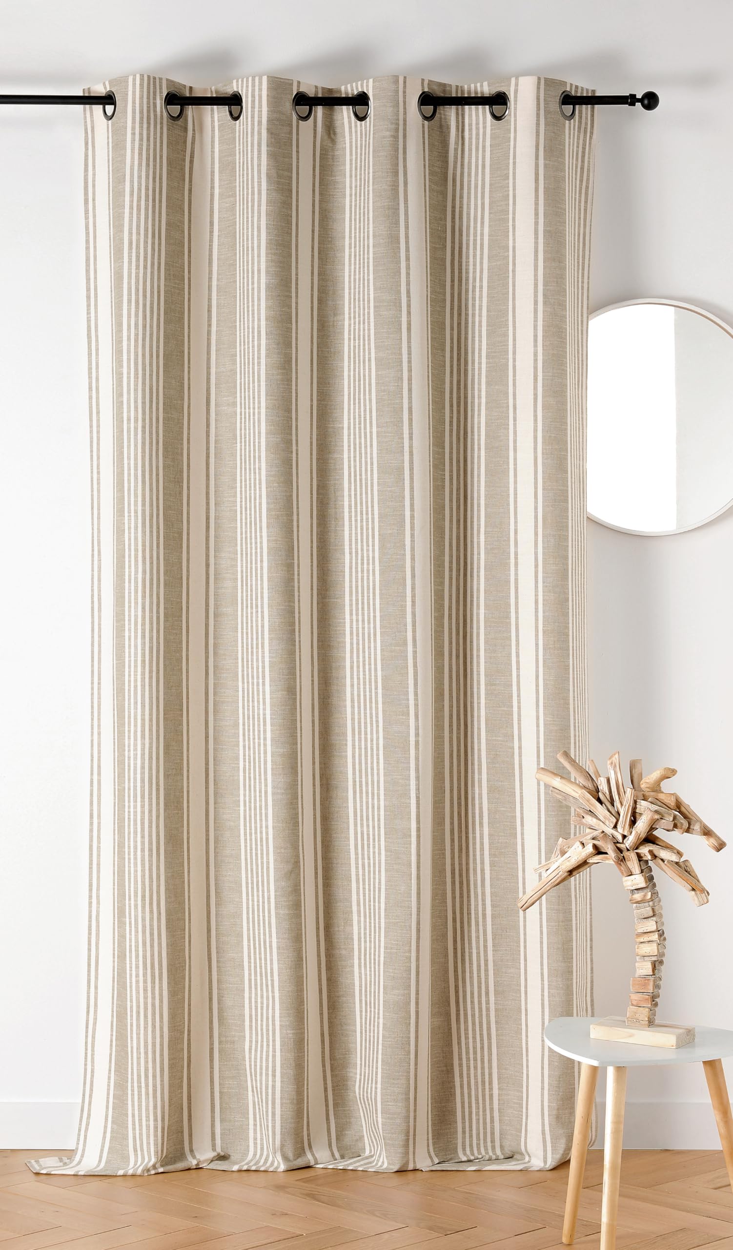 Rideau ecru anti vis-a-vis LINDER Baya en coton 145x265 pour salon lumineux