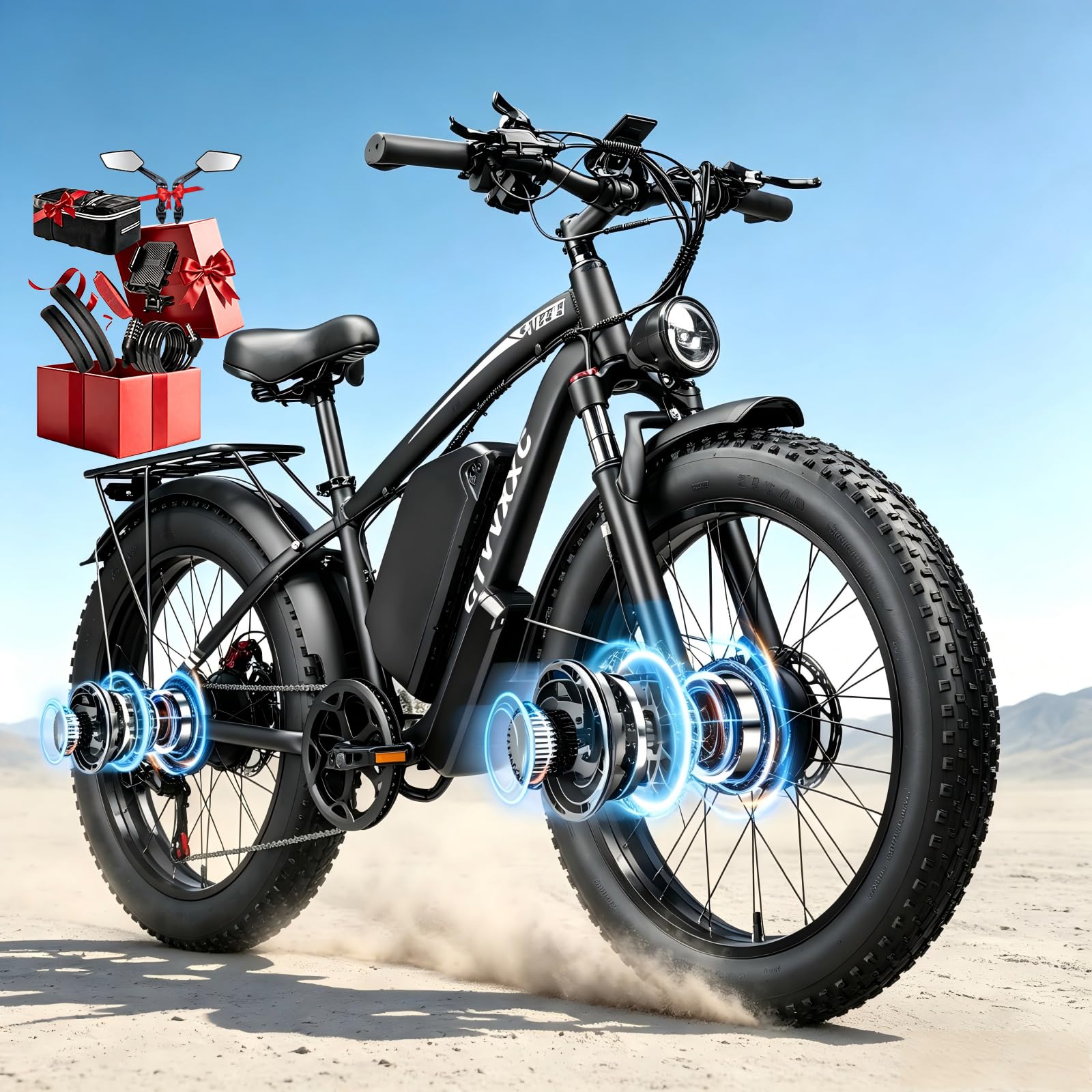 CTVVXXC 9000W Dual Motor Ebike, 52V 34AH, Max 48MPH