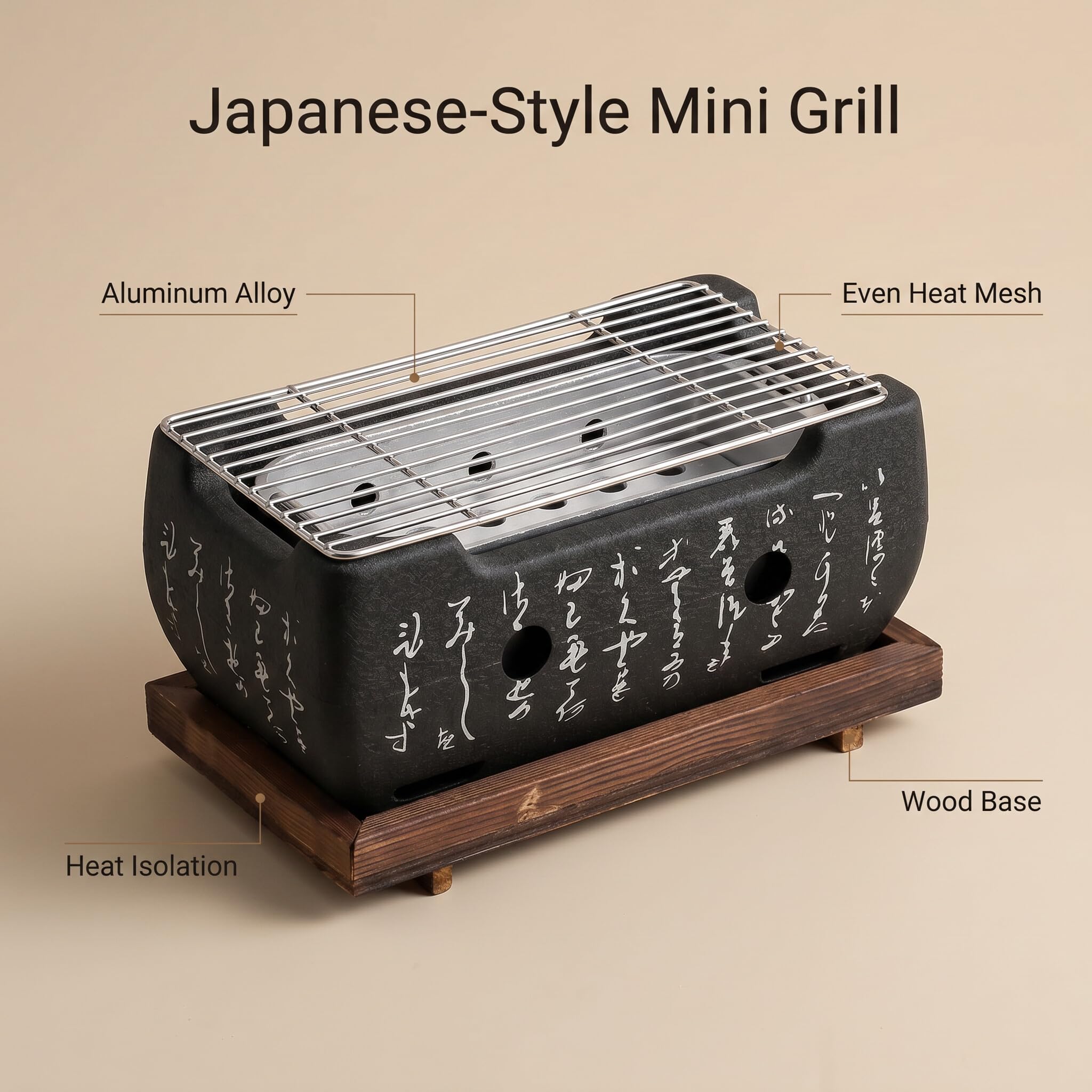 Ausla Mini Stufa a Grill a Barbecue Giapponese, Stufa Barbecue con Rapida Base di Griglia in Lega in Lega di Alluminio Riscaldante, Ideale per Il Campeggio, Raduni di Famiglia, Picnic (M)
