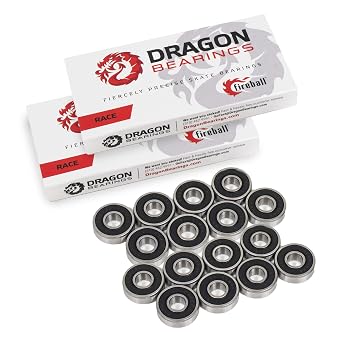 Fireball Dragon Roller Skate Bearings 16 Pack - High Performance Skate Rated Rollerblade Bearings - Dragon Roller Bearing Inline Skate Bearings, for Life ONE Size, Race
