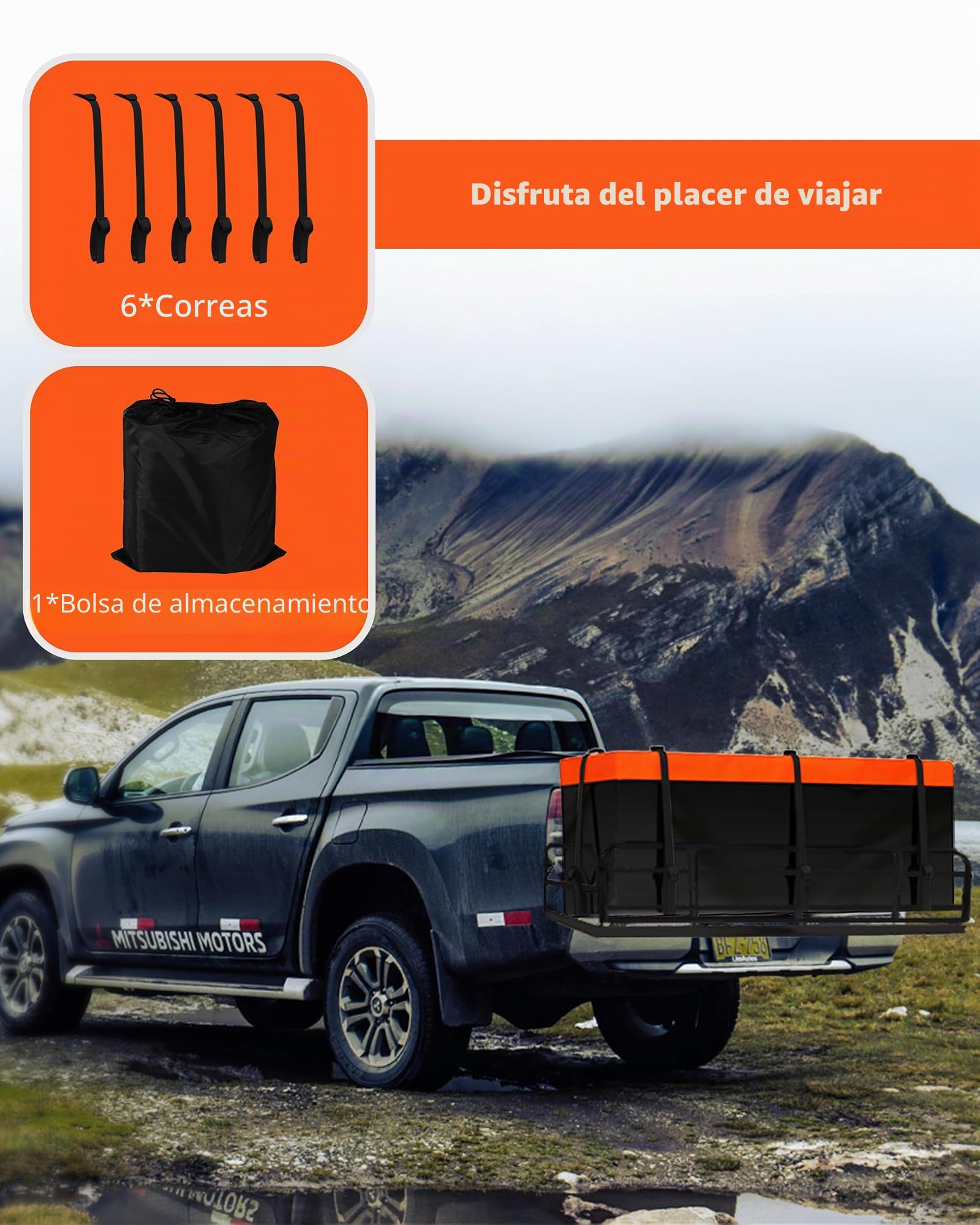 Signstek Enganche de remolque para maletero trasero plegable e impermeable: 612 litros | Dimensiones