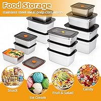 Vista 5 de 2 recipientes de acero inoxidable para almacenamiento de alimentos (33 onzas) con tapas, a prueba de fugas y herméticos, recipientes de acero
